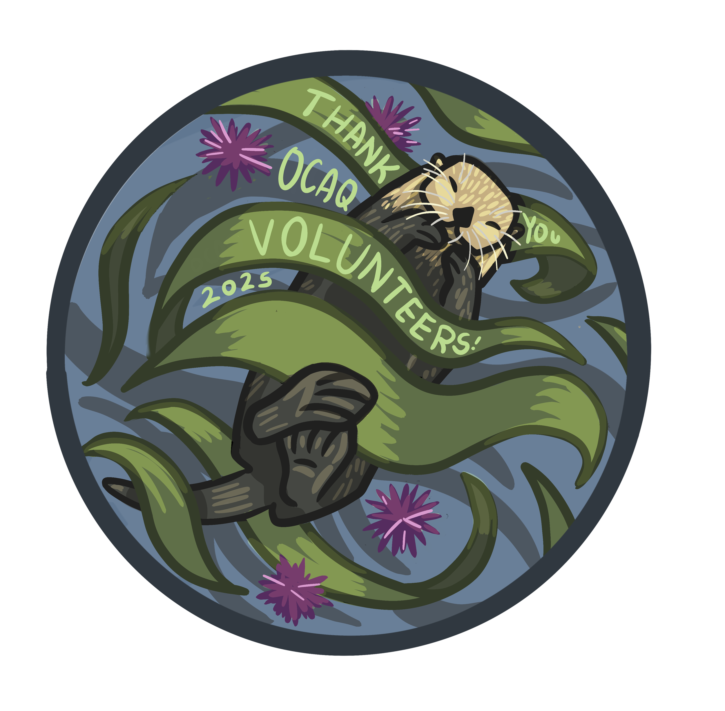 Placeholder image for otter stickers - the volunteer appreciation month stickers donated to the OCAq. sea otters are hard to draw!