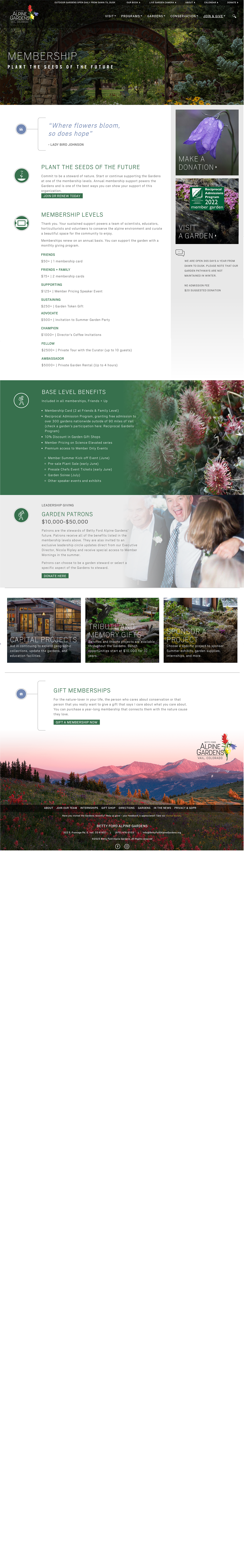 Betty Ford Alpine Gardens - Membership Page