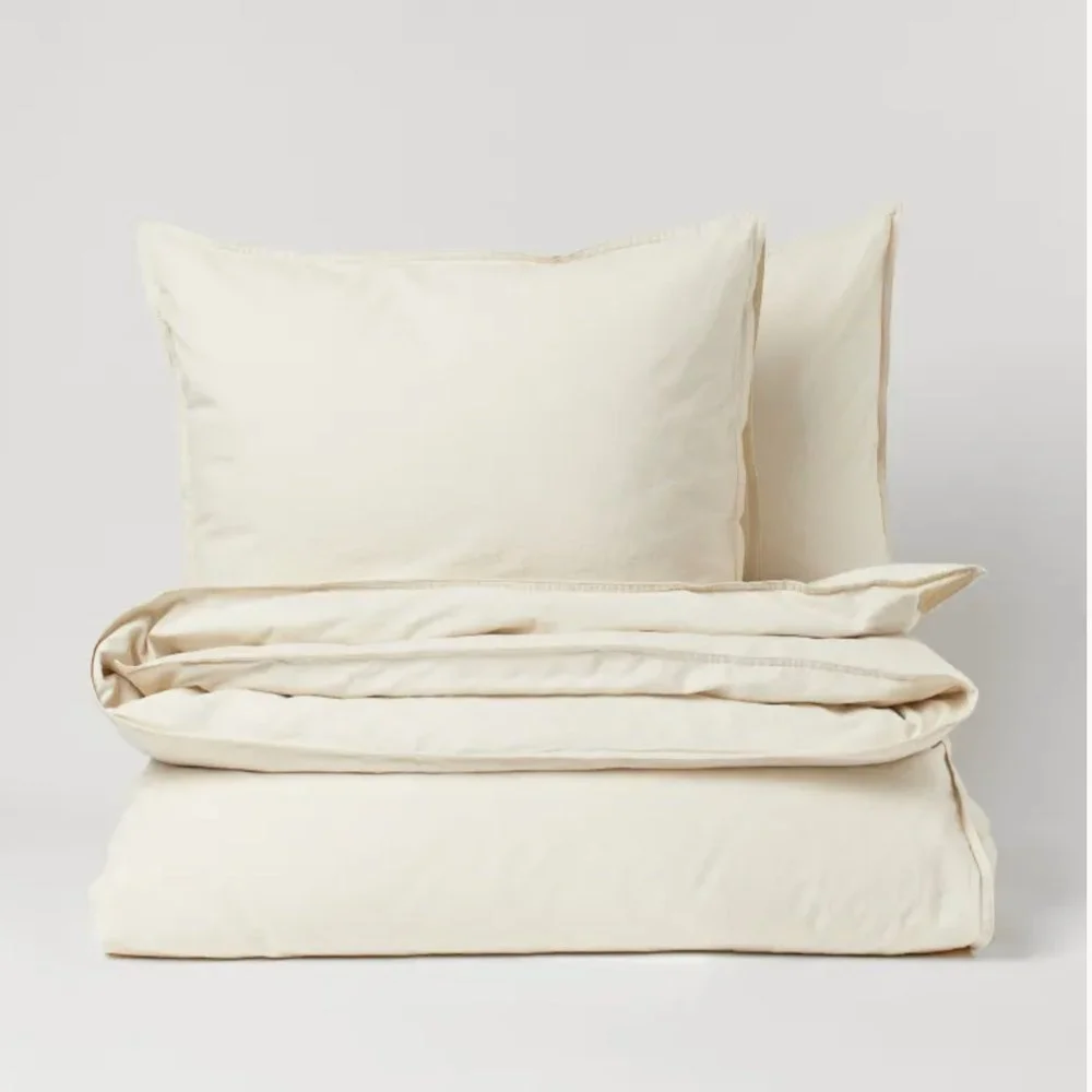 Washed Cotton Duvet Cover Set in light beige