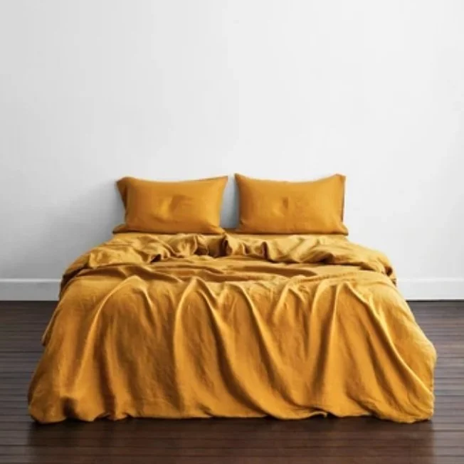 TURMERIC 100% FLAX LINEN BEDDING SET