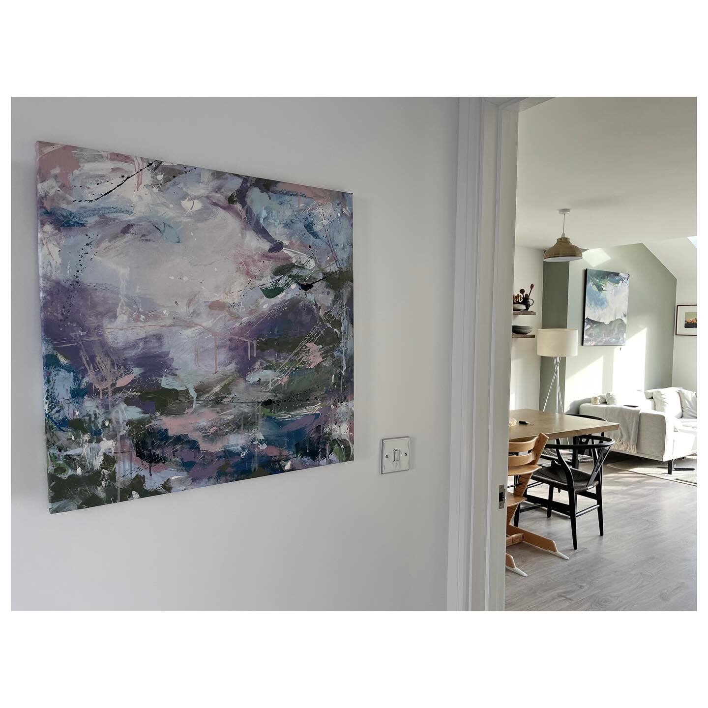 We&rsquo;re still in need of a name, frame, finishing touches and varnish but I&rsquo;m far too impatient and couldn&rsquo;t resist moving this painting around the house to see how the colours made a change to the space&hellip;.its the best part 👏🏻