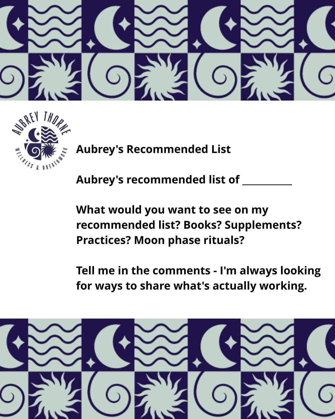I'm always curious what my community most wants to know about. Your requests help me create content that actually serves you. What burning questions do you have about health, astrology, or consciousness work?

#recommendations #list #whatworks #shari