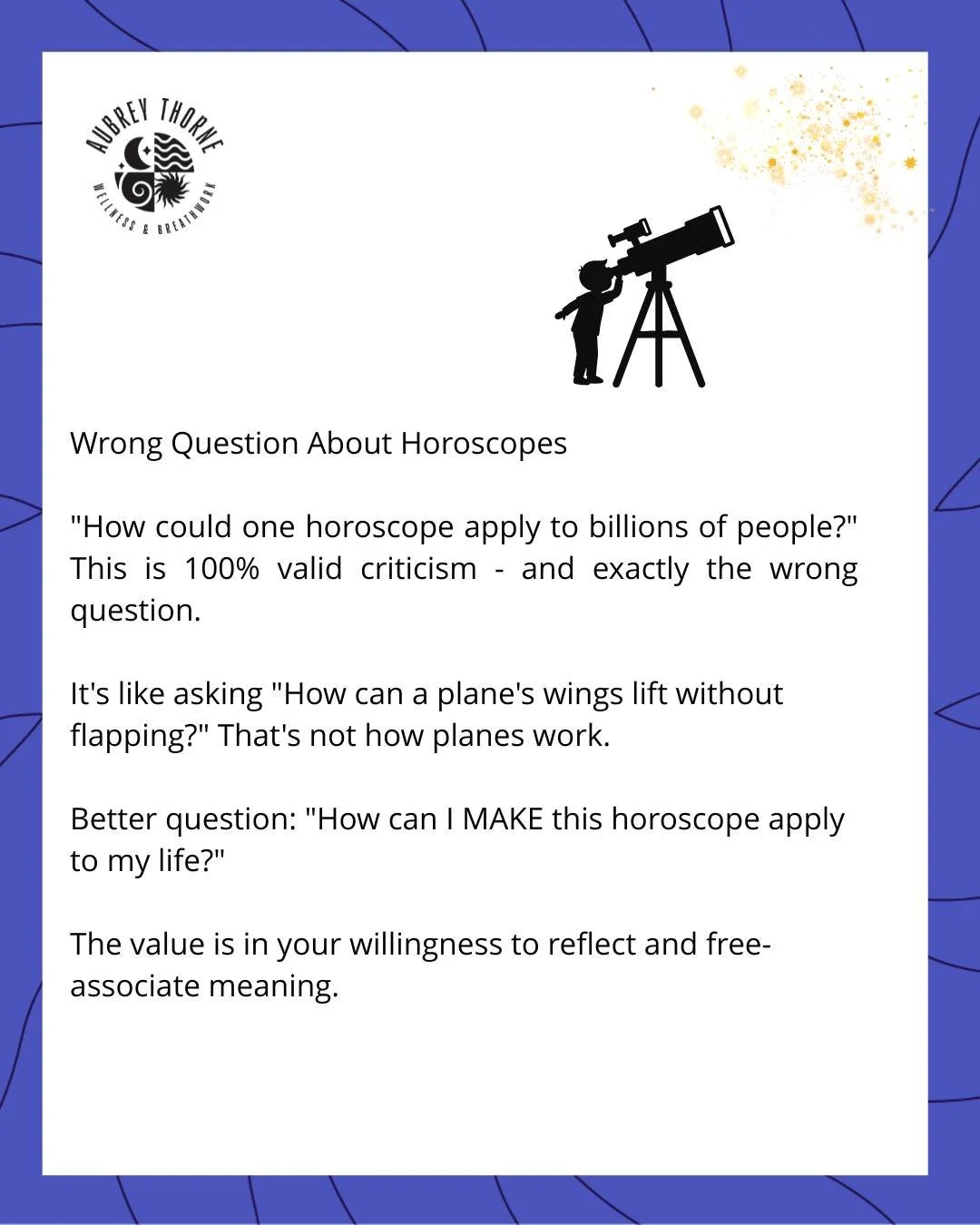 The most common criticism of astrology misses the point entirely. It's not about the horoscope applying to you - it's about you actively engaging with it to discover meaning. Active participation required.
#astrology #horoscope #wrongquestion #reflec