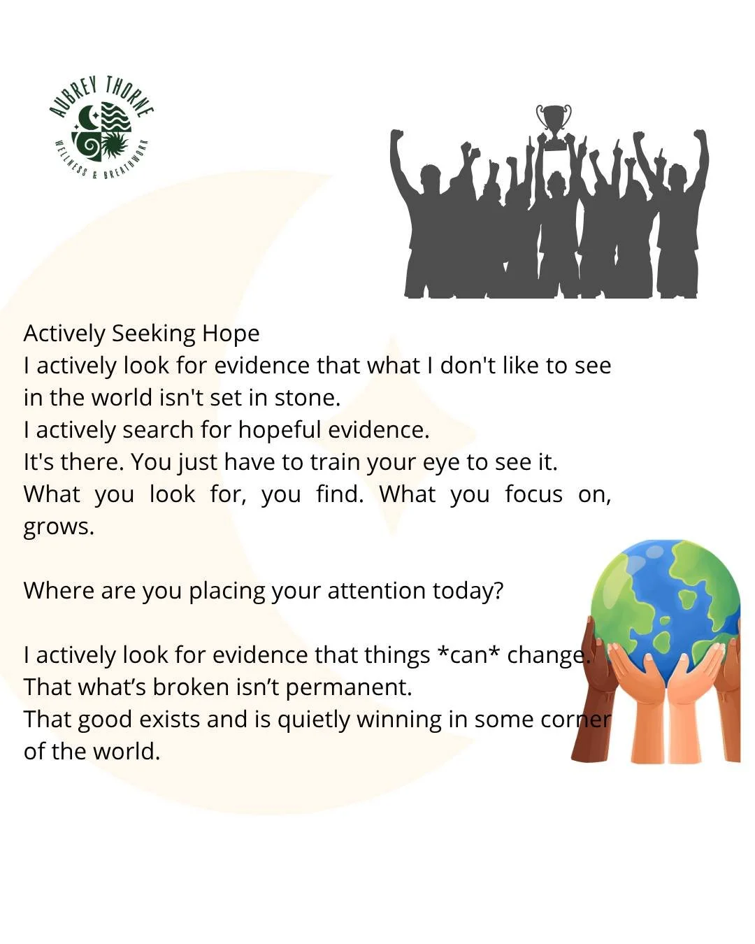 Be a collector of hopeful evidence. It changes your nervous system &mdash; and your world.
#hope #evidence #mindset #focus #optimism