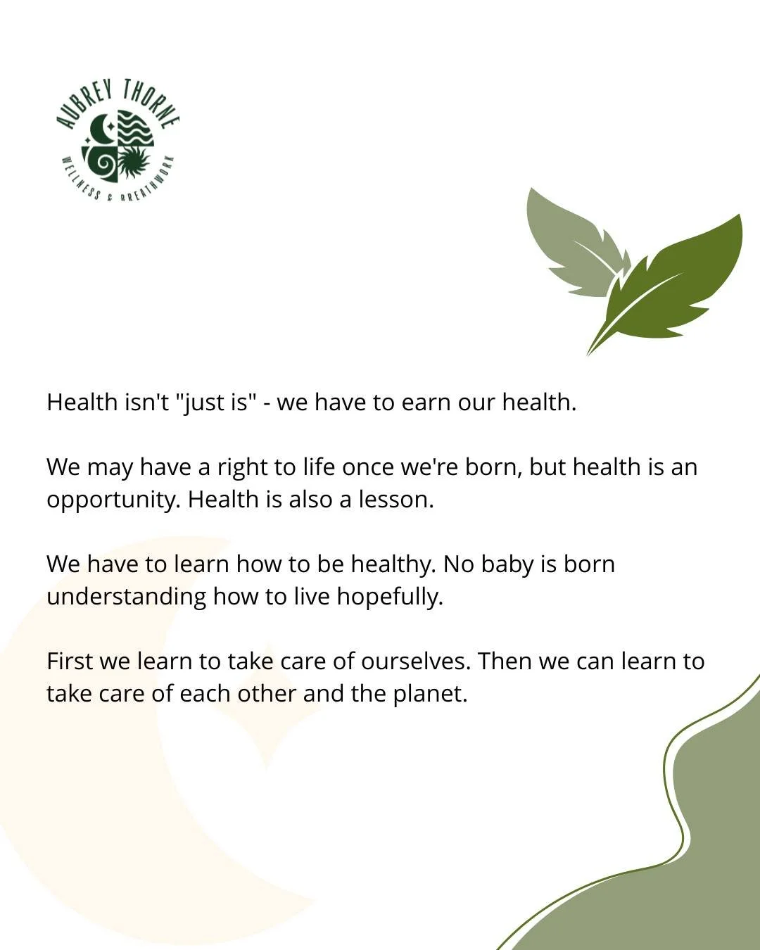 We aren&rsquo;t born knowing how to be healthy.
We learn.
We practice.
We evolve.
When we take care of ourselves, we gain the power to take care of each other &mdash; and the planet.

#HealthIsLearned #WeGrowIntoHealth #LearnPracticeEvolve #HealthyTo