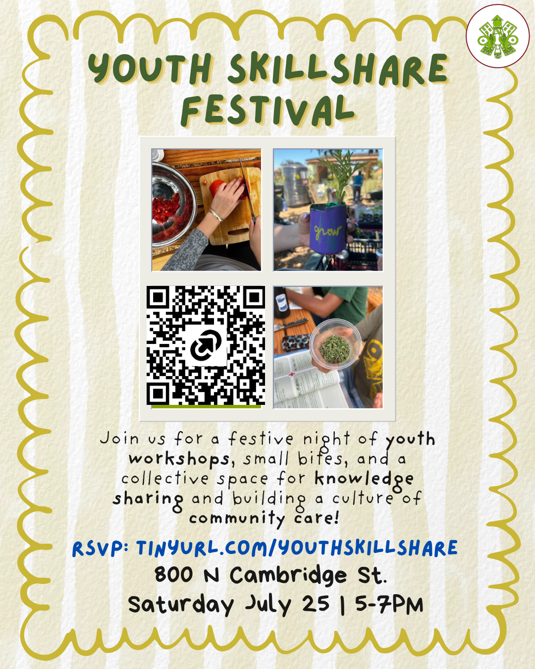 flyer for youth Skillshare festival July 25
