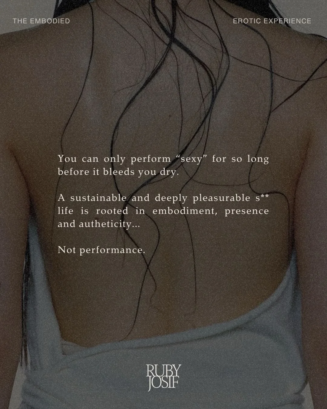 The Embodied Erotxc Experience is for the woman who is ready to create an intimate life that meets her in the very depths of who she is.

No more performing.

No more pretending.

No more self abandonment.

Imagine a decade of diverse experience in t