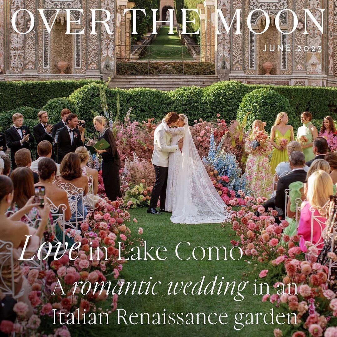 OVER THE MOON 🌙✨ &amp; honored to share our wedding details on the June 2023 Cover of @overthemoon 🌷🌸🍋🍝🍸🌼💖

thank you, thank you @shaynaseid &amp; our incredible DREAM team @lakecomoweddings @kilpat @tulipinadesign @katherinejezekdesign @elan