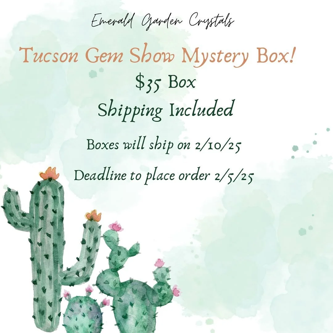 Exciting news! Tucson Gem Show Mystery Boxes are now available for purchase! Each box is only $35, and shipping is on me! To claim your box, simply comment below. Don't miss out - sales end on 2/5, and boxes will ship on 2/10. If I need your email, p