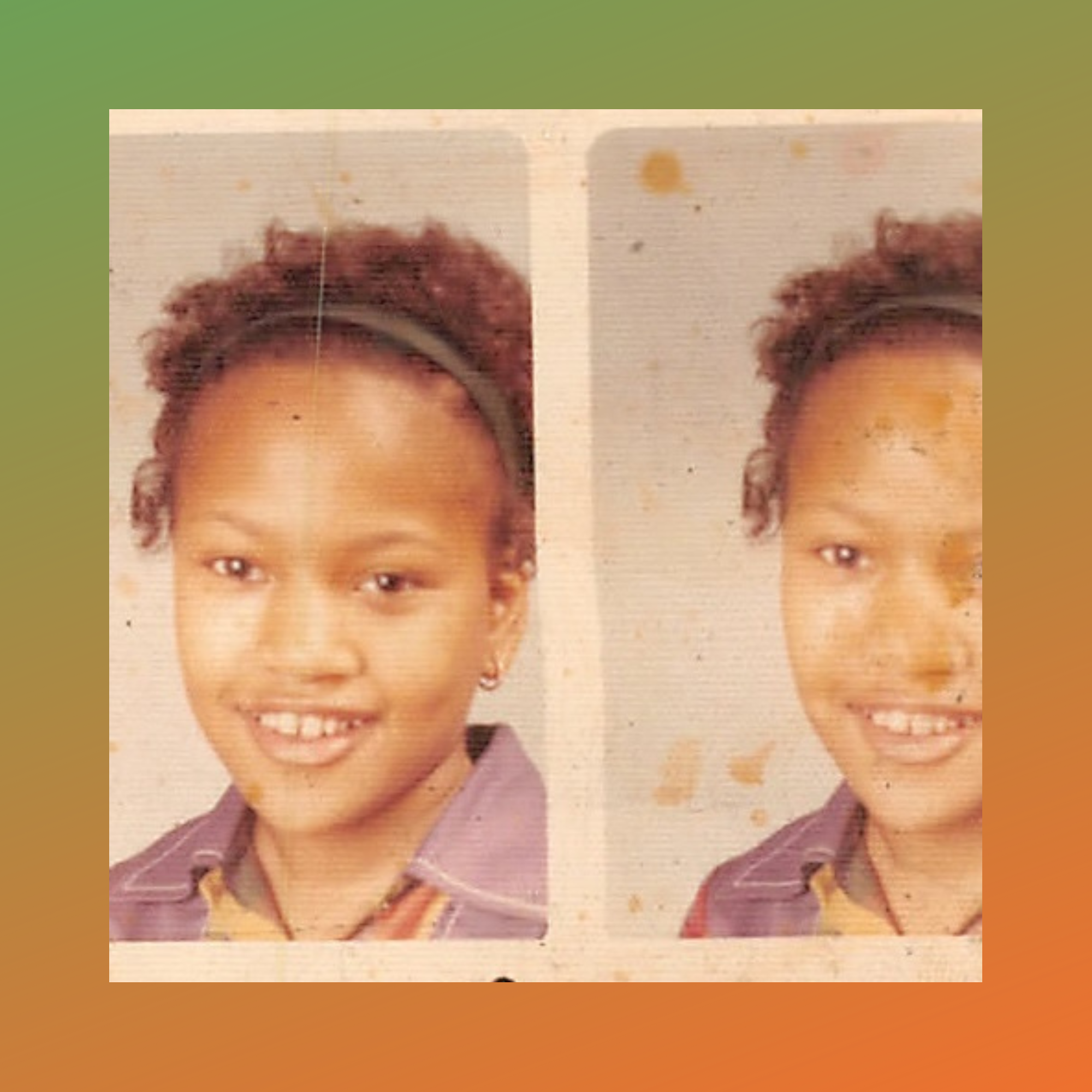 Young Black girl smiling for her school pictures in late 70s