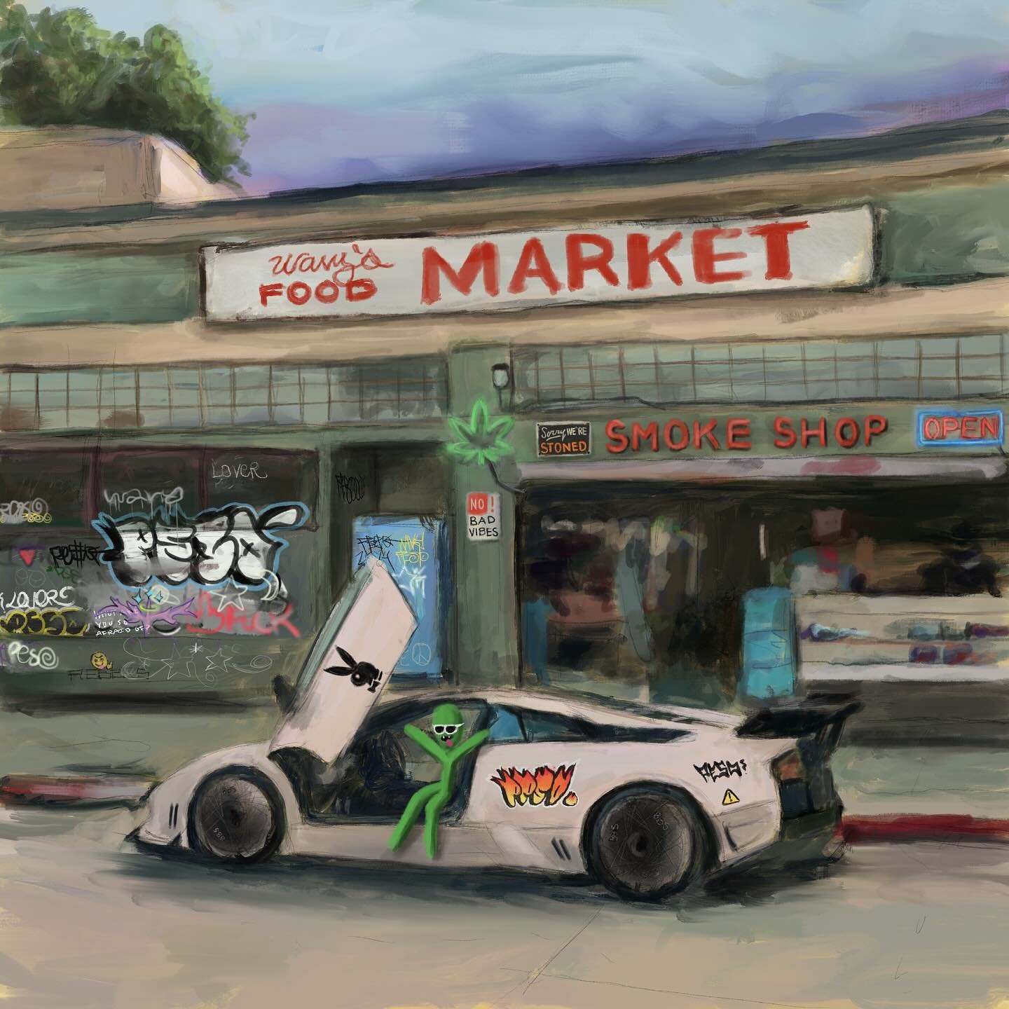 Wavy&rsquo;s Food Market 🍄👽💨💚🛸🛒🏪🛍️🤑⛓️🍃

#art #painting #artoftheday #wavypeso #wavypeoart #oilpainting #digitalart #artwork #digitalpainting #gouache #explorepage