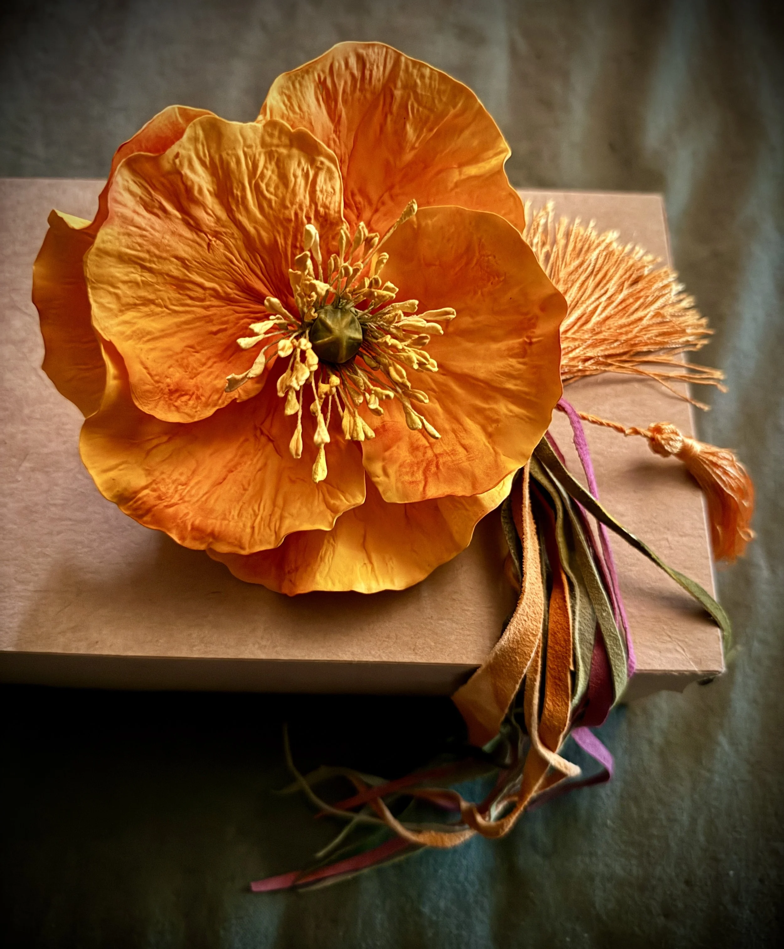 tangerine Poppy fascinator