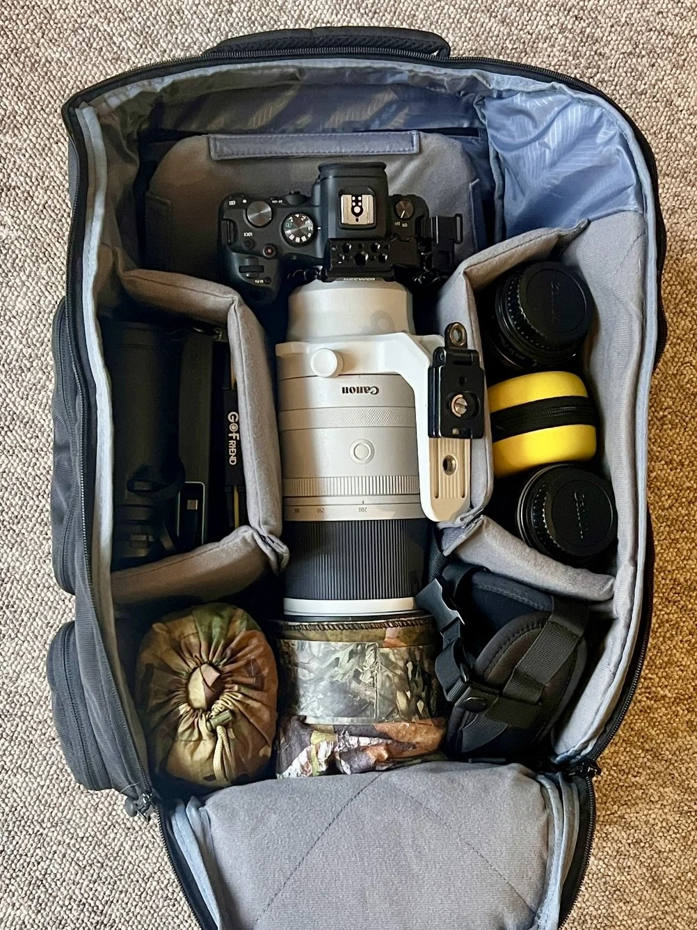 K&F Concept Nature Wander 08 packed with Canon R6 RF 200-800mm and full wildlife photography equipment.