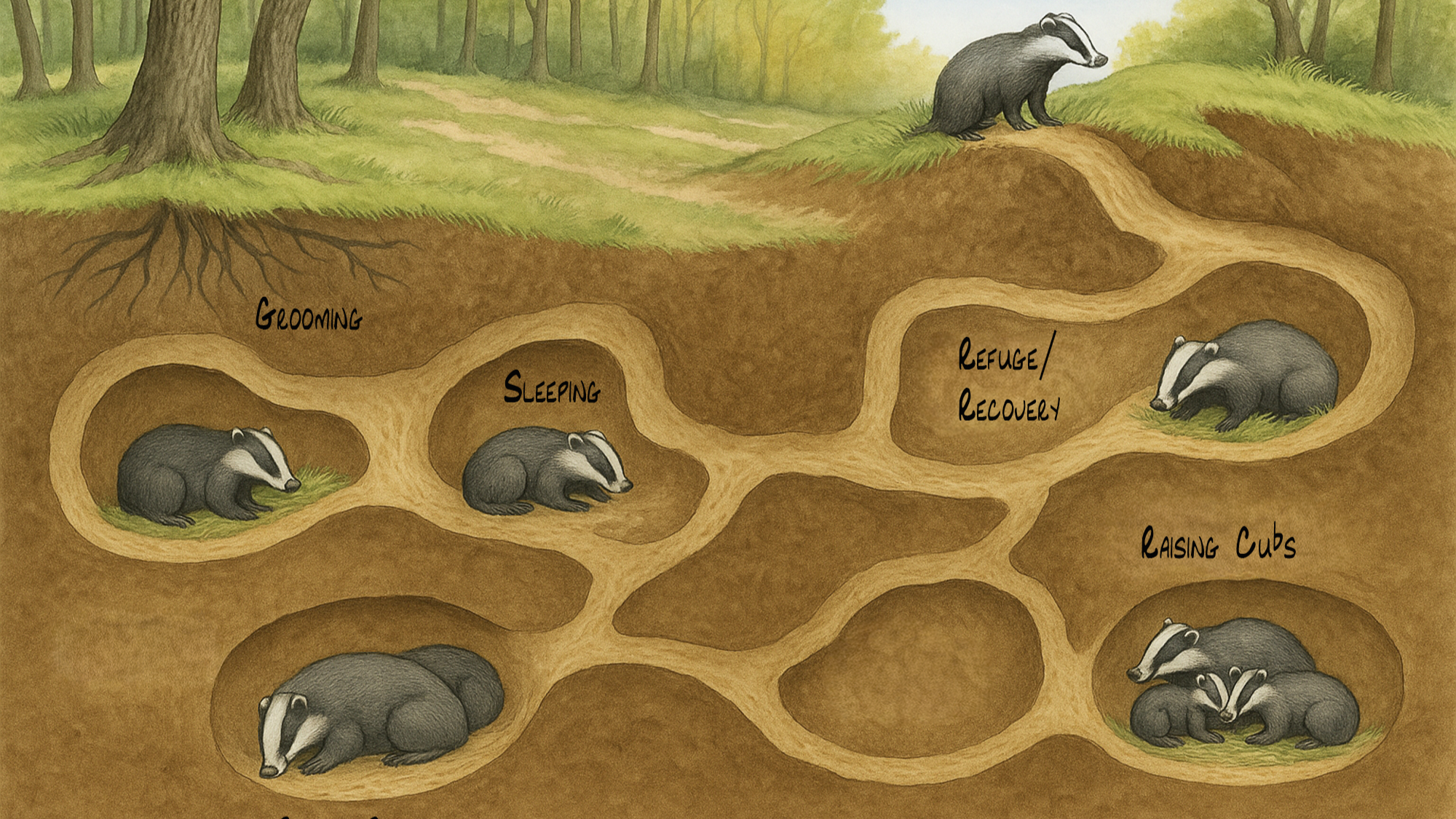 a graphic showing a cut out of a badger set