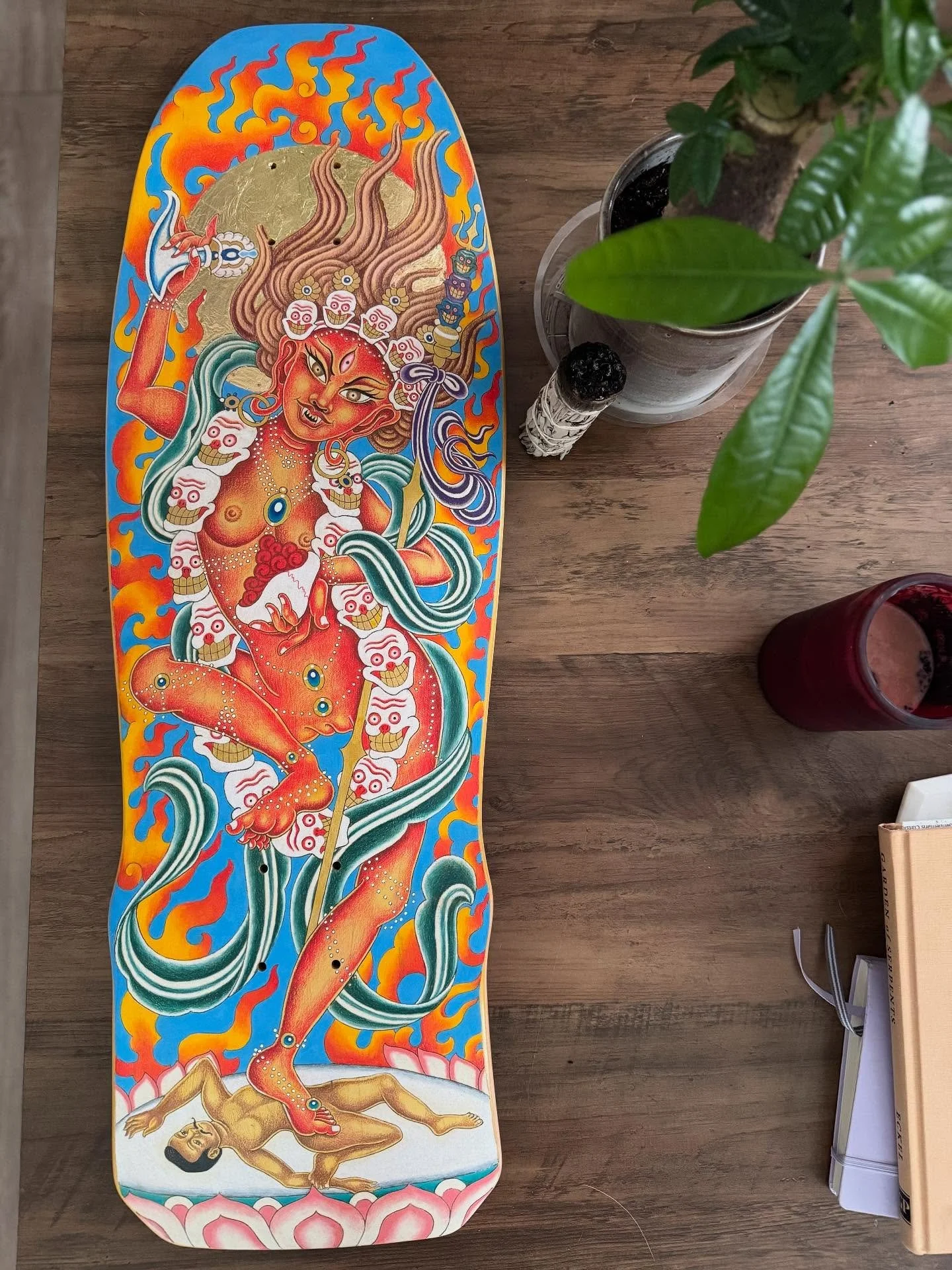 VAJRAVARAHI 🌀
Vajravarahi, is a powerful female deity in Tibetan Buddhism, representing wisdom, compassion, and the ability to overcome obstacles on the path to enlightenment. 

Her fierce expression and attributes represent the power to destroy ign