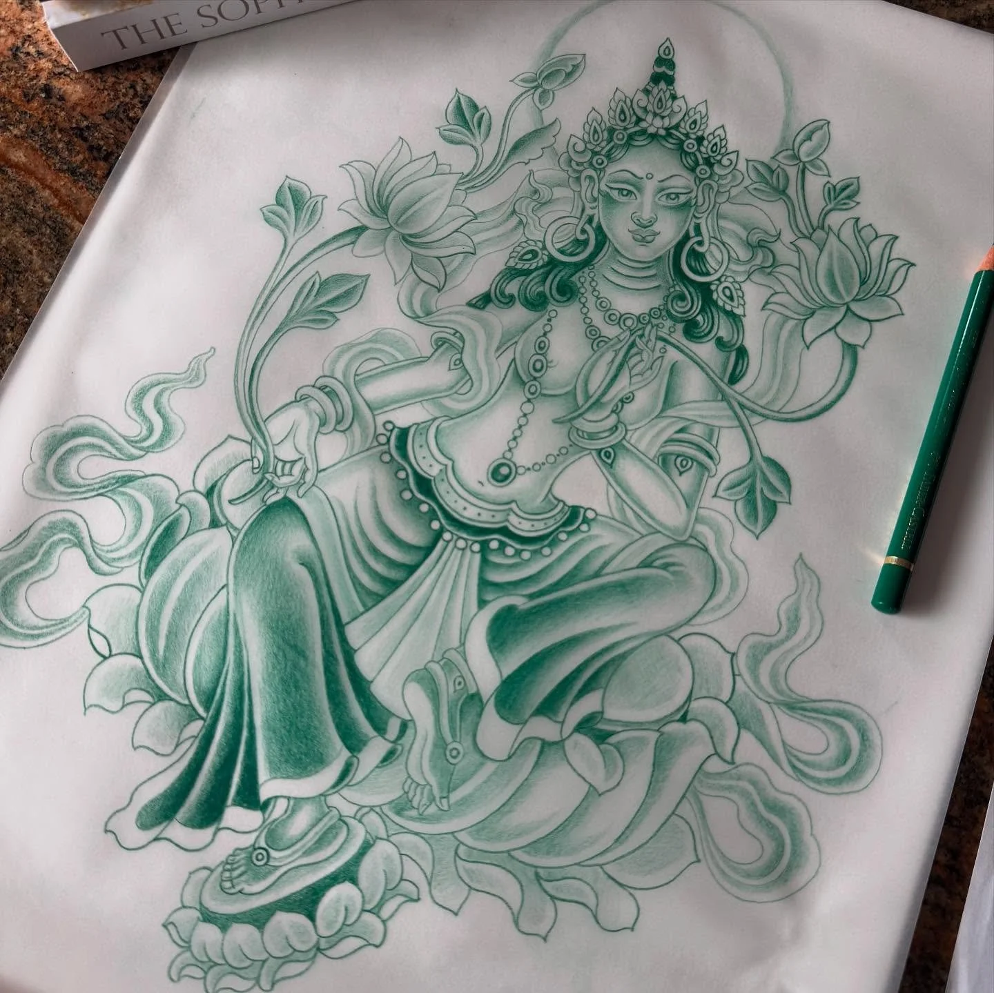 Some of last weeks highlights 💚
✨Green Tara is available 
✨A little dragon study from some neat books. Can be tattooed separately or as a pair 
✨Jadonna&rsquo;s filigree project, thank you for such a beautiful piece! 
✨Thomas&rsquo; huge chest cover