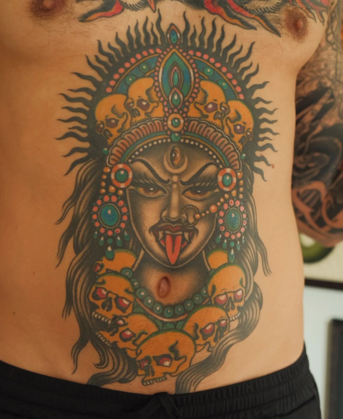Kali Maa ✨ healed and settled. Color tattoos are always welcome 🌀🐚
Booking October-December in point Loma, San Diego 

#sandiegotattooartist #sandiegotattoo #goddesstattoo #hindutattoo #femaletattooartist