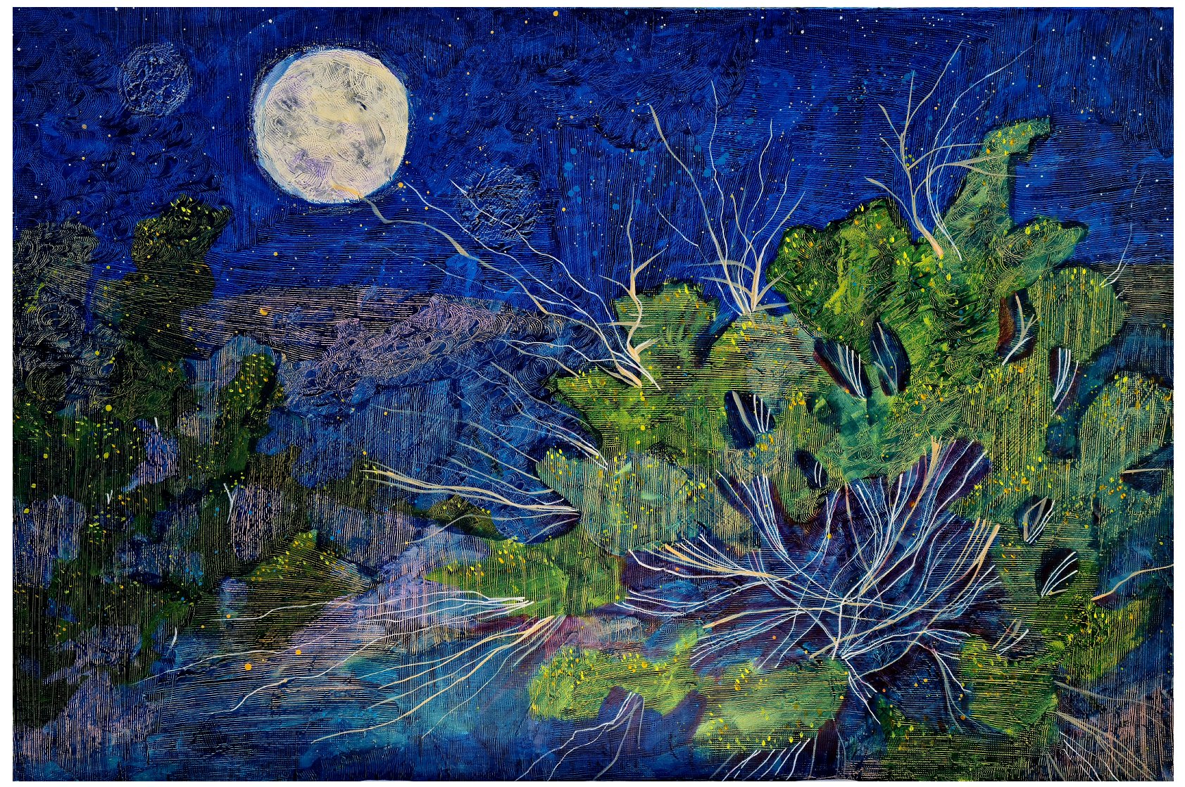 Moonlit Gorse, Acrylic on Canvas, 90x60x3cm