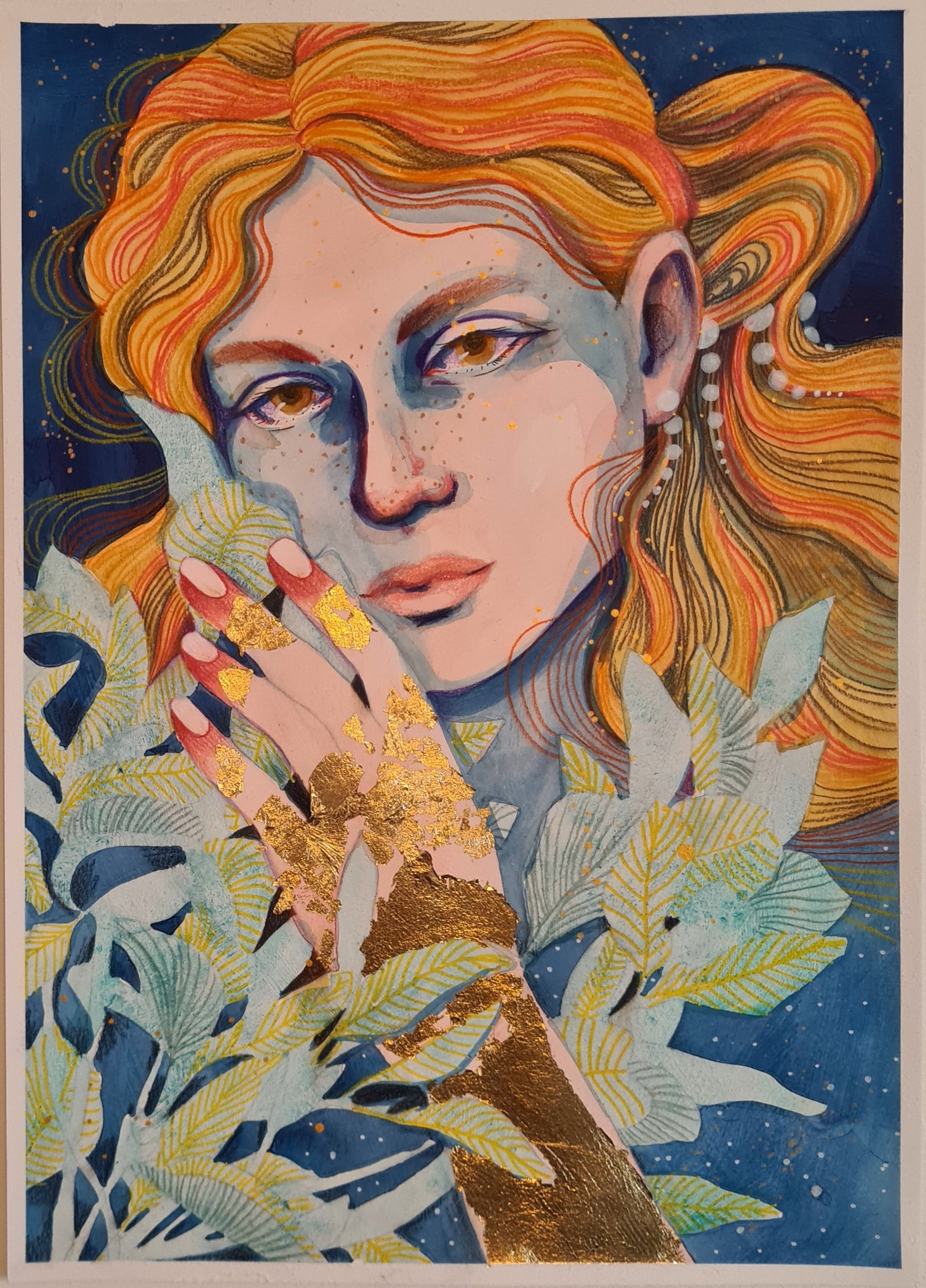 Connie, Acrylic Ink and Mixed Media on paper