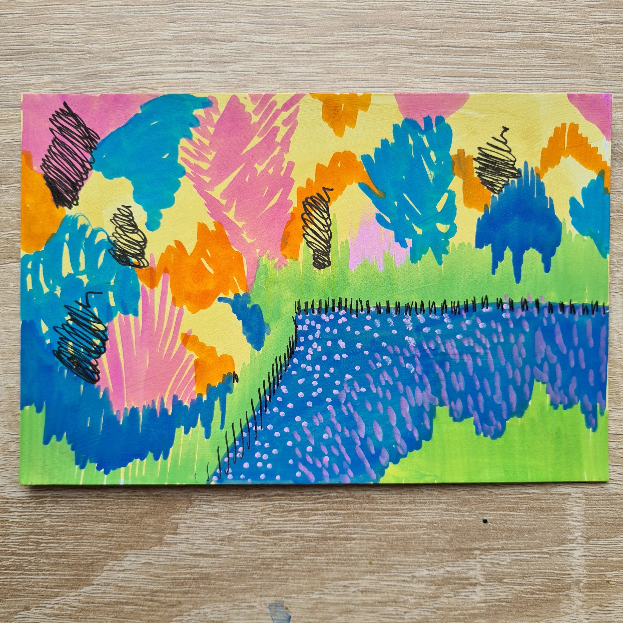 A6, Acrylic Paint and Marker