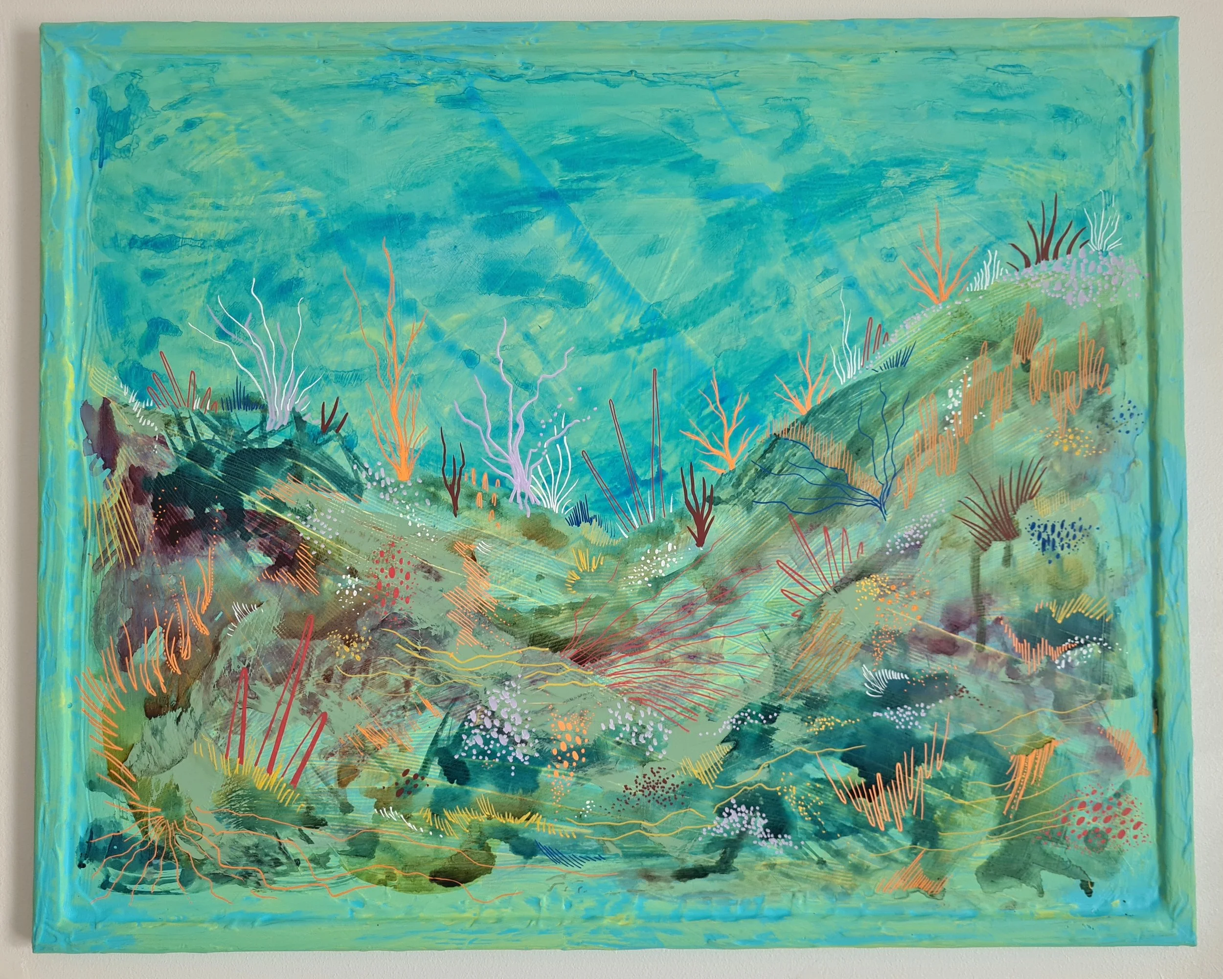 Haining 03, Acrylic and Mixed Media on repurposed frame, 42x52 cm
