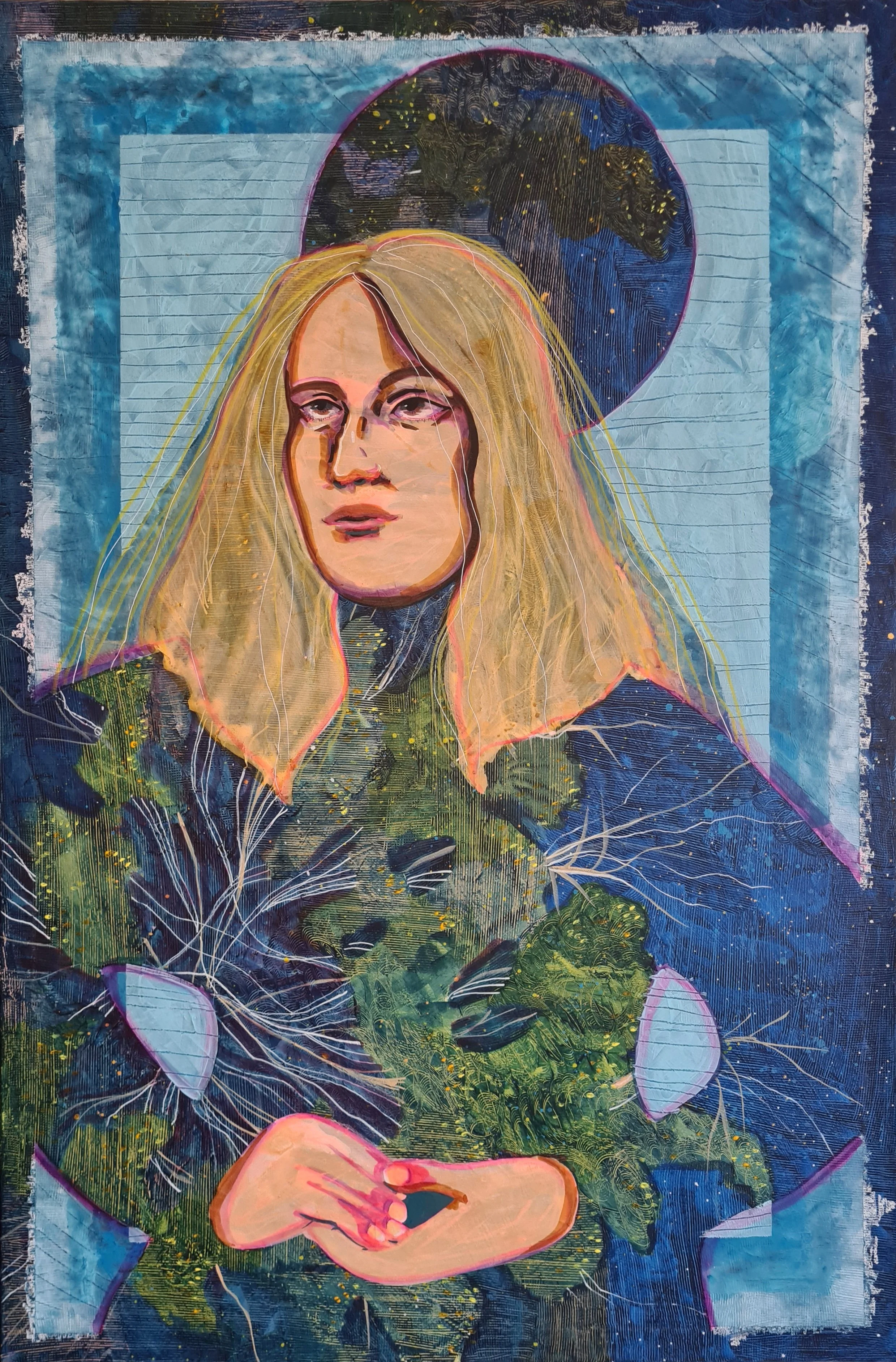 Selkie, Acrylic and mixed media on stretched canvas, 70x90 cm