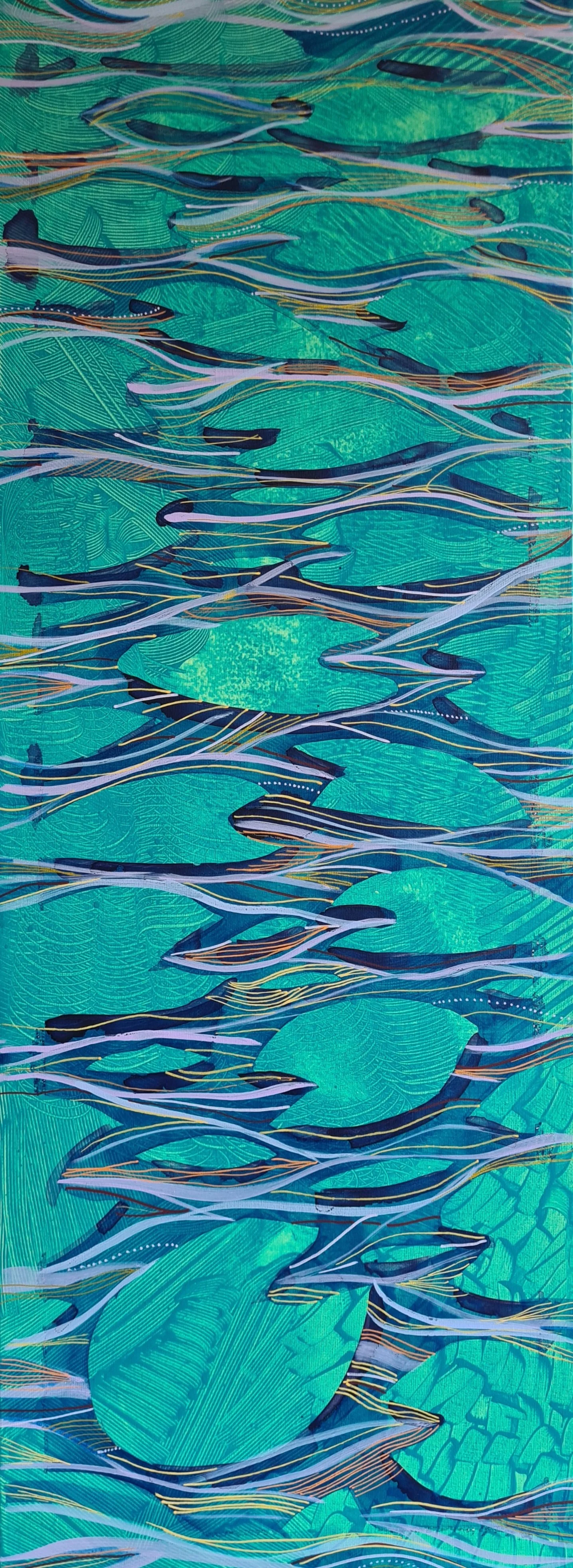 Lily 02 , Acrylic and Mixed Media on Stretched Canvas, 25x80cm