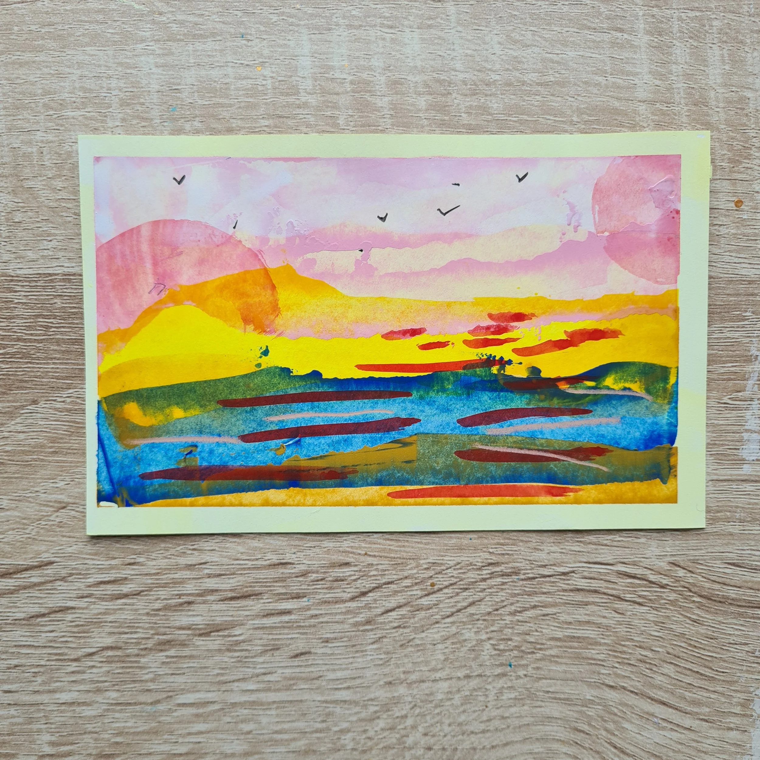 A6, Acrylic Paint and Wax Pastel