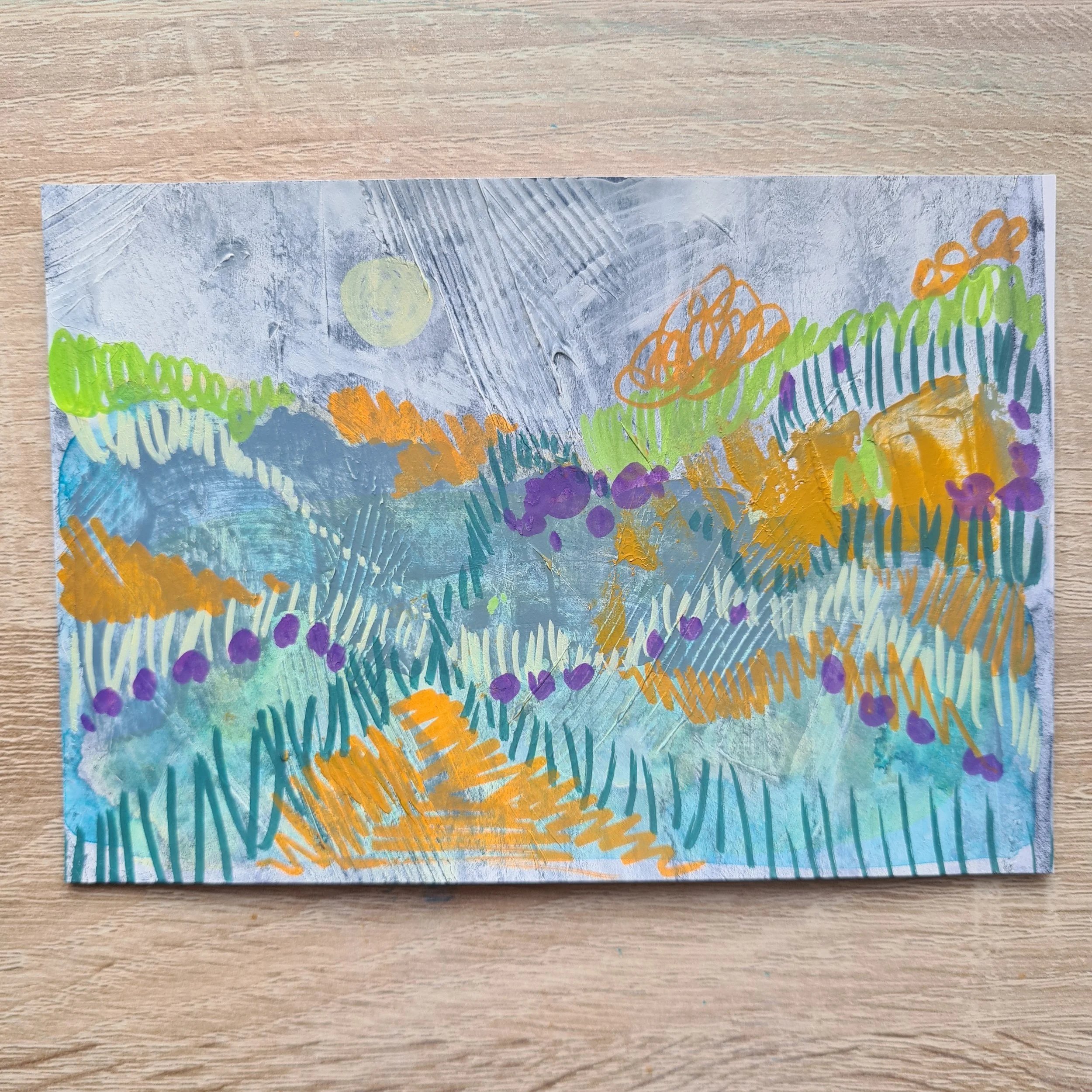 A6, Acrylic paint, Marker, Watercolour