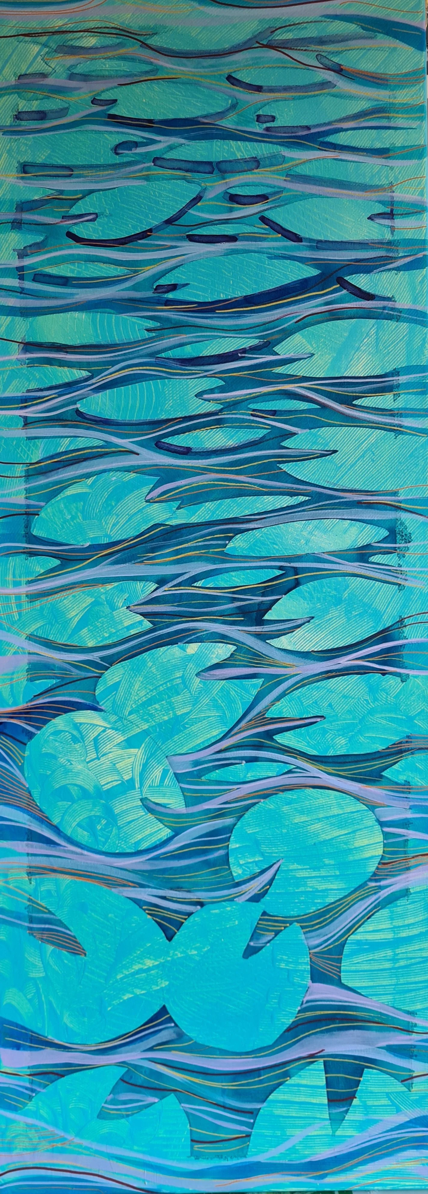 Lily 03 , Acrylic and Mixed Media on Stretched Canvas, 25x80cm
