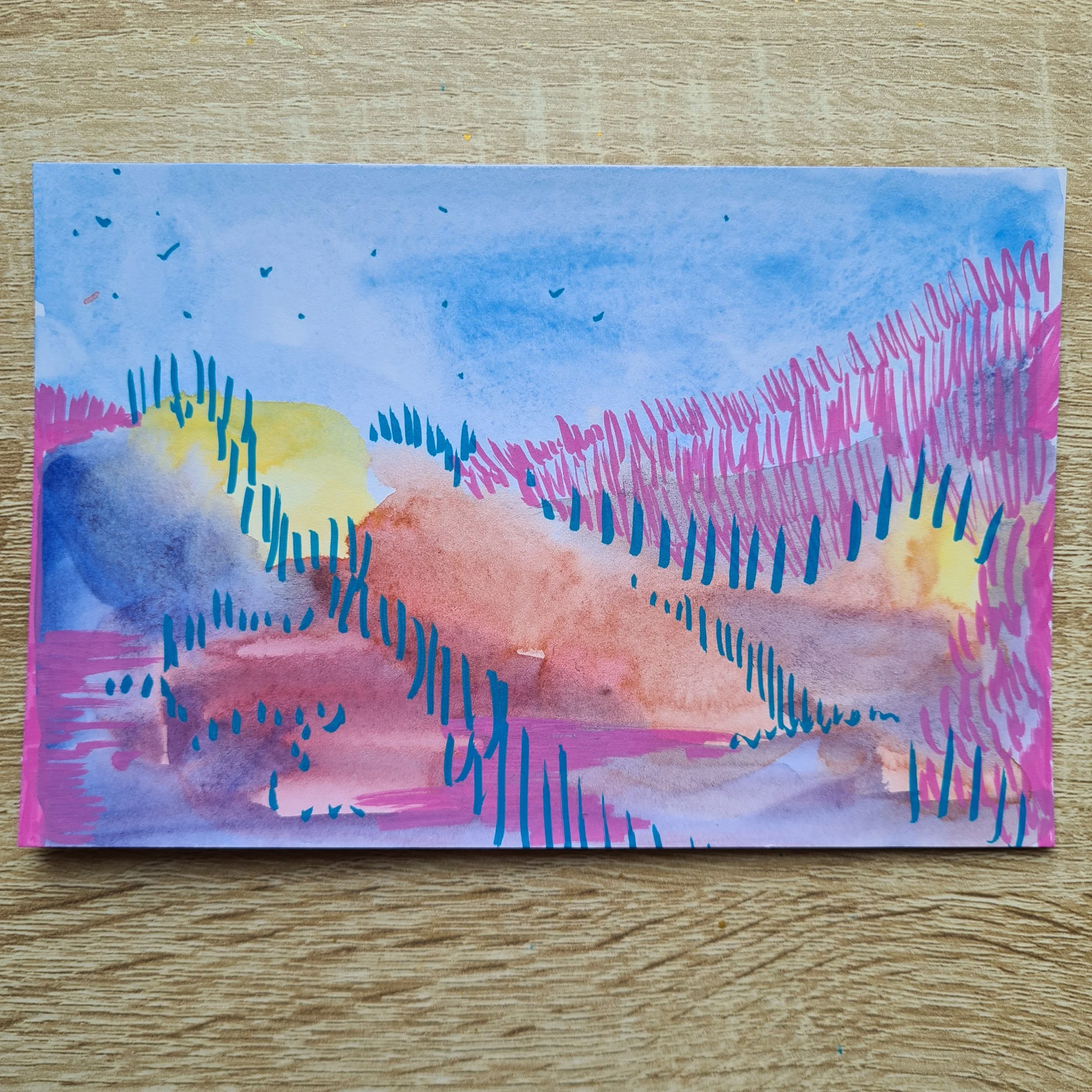 A6, Watercolour and Marker
