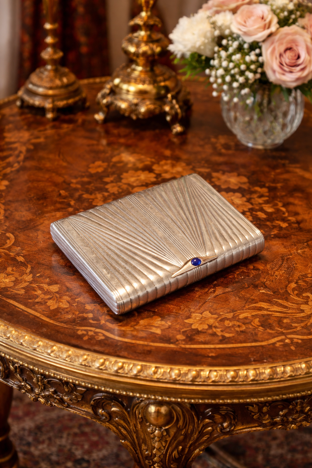 Art Deco Russian Solid Silver & 14k Gold Cigarette Case St. Petersburg