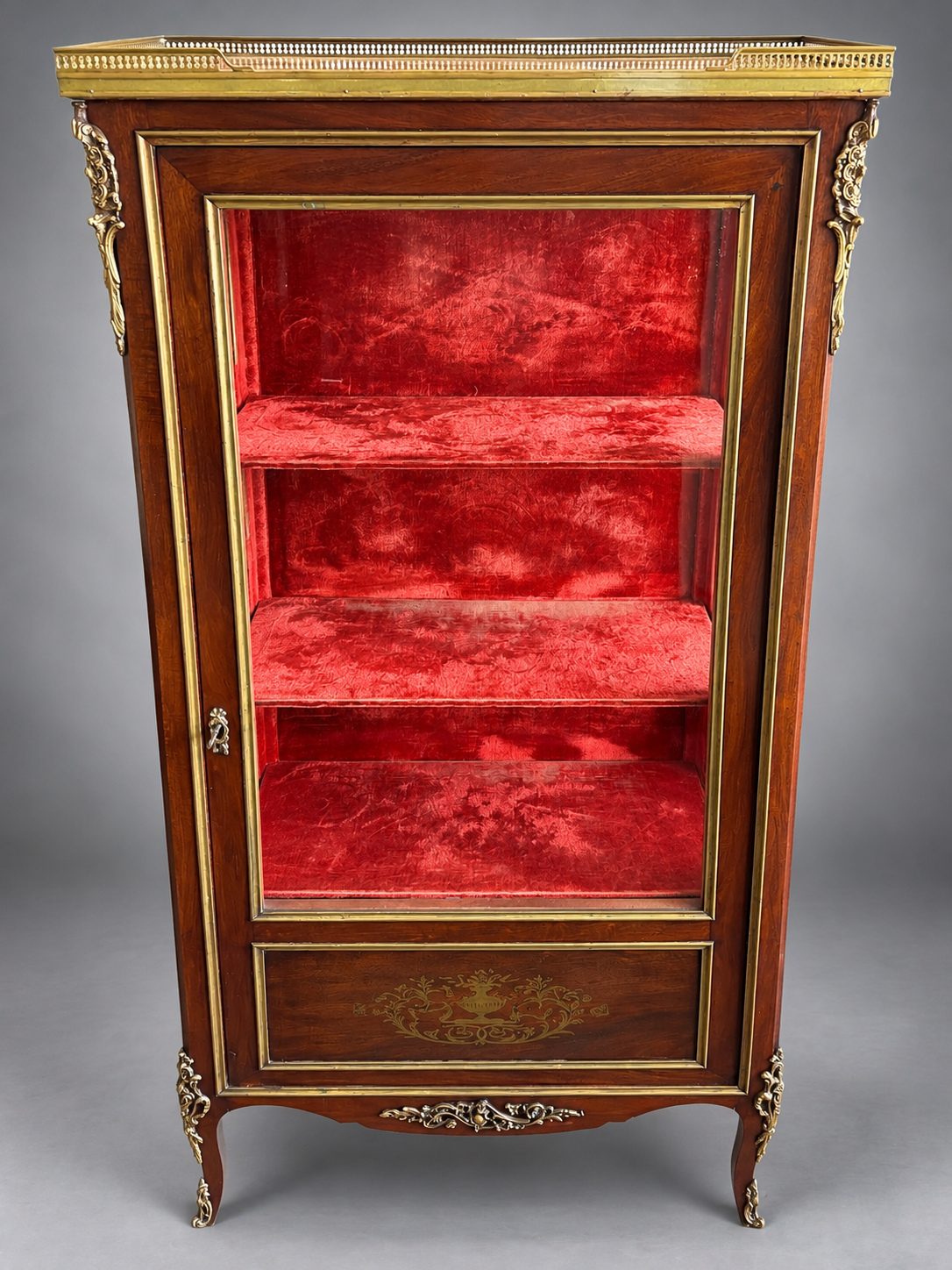 Antique Gilded Velvet Display Cabinet.png