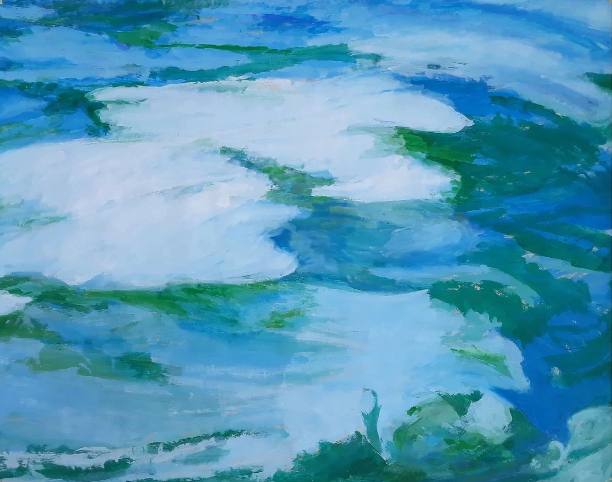 Sea, clouds, Ahmedabad, After S.Salgado (2021) acrylic on paper, 150x105cm