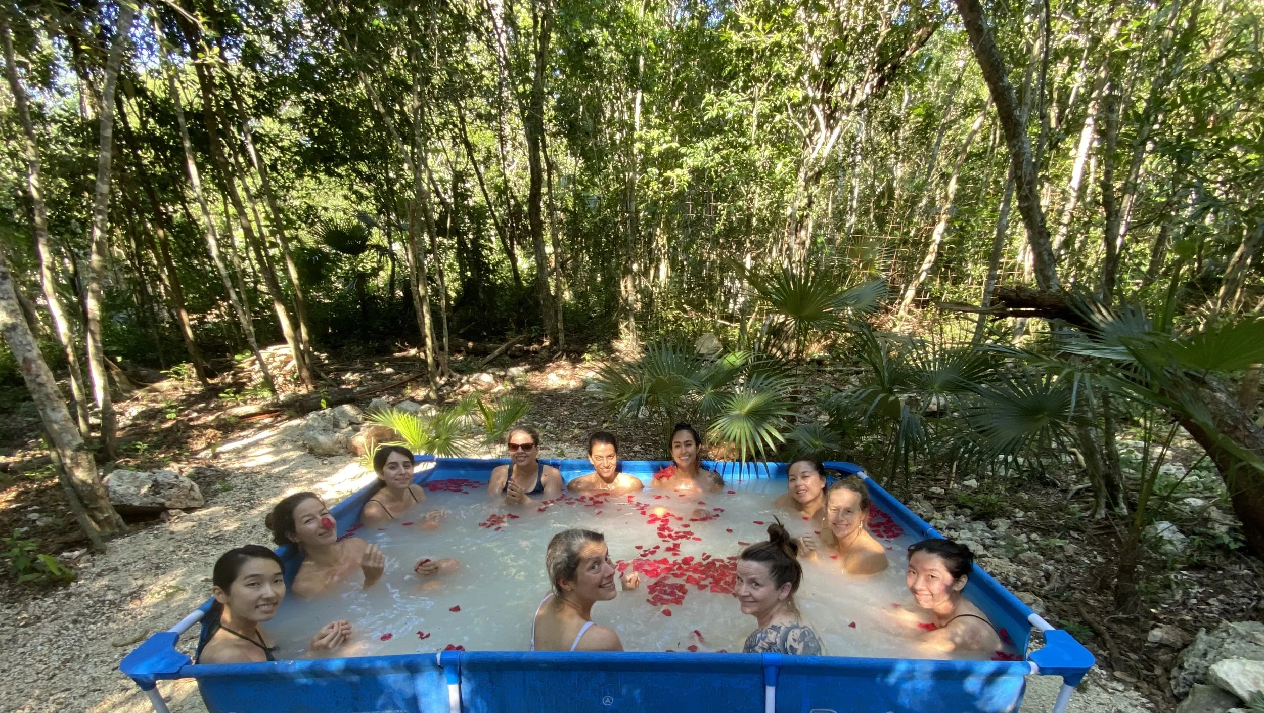 Mayan clay ritual and jungle flower bath at Casa Arkaana – natural detox and earth-based healing experience in Tulum’s Mayan jungle.