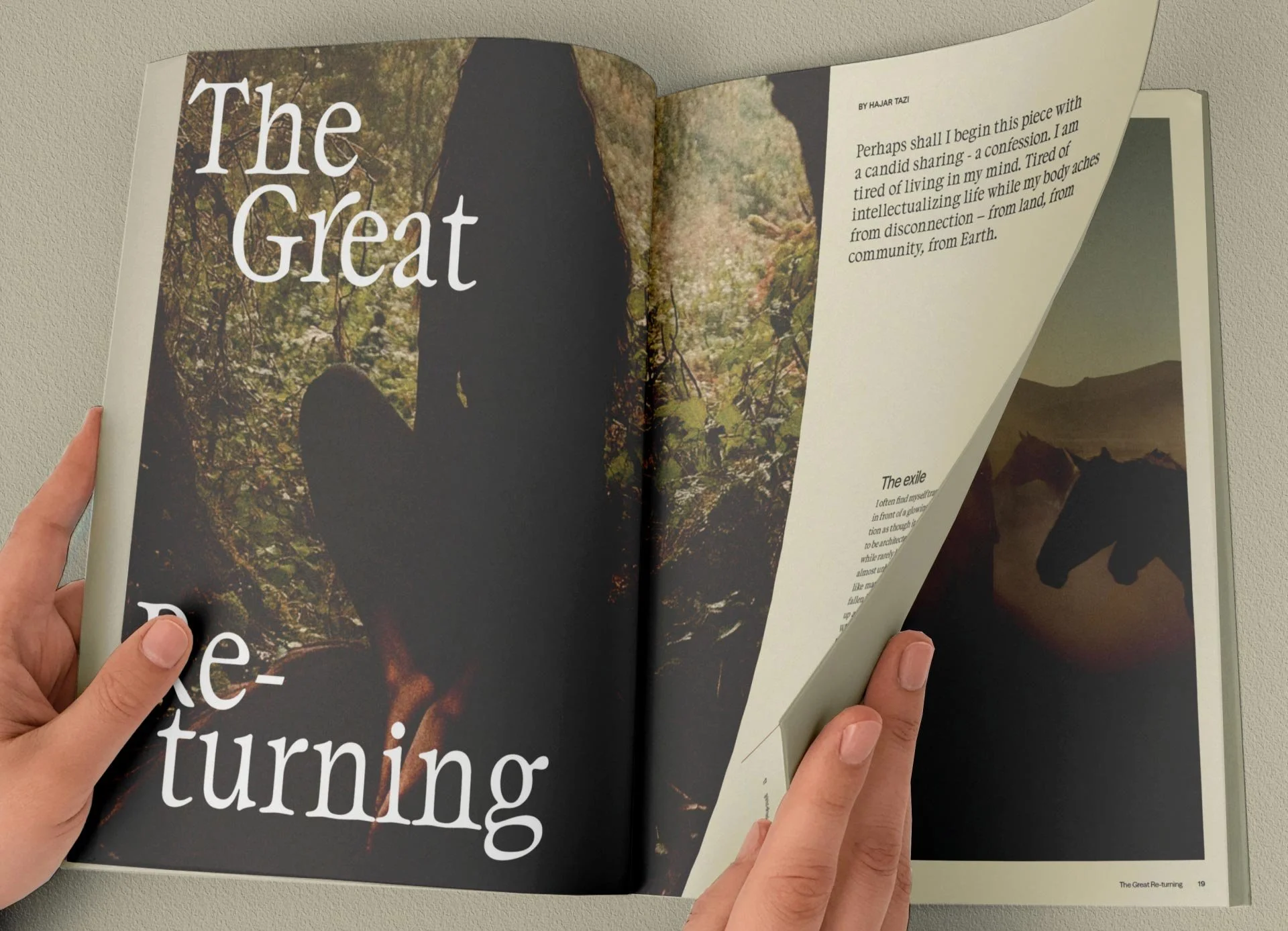 inside cover for an article called the great returning