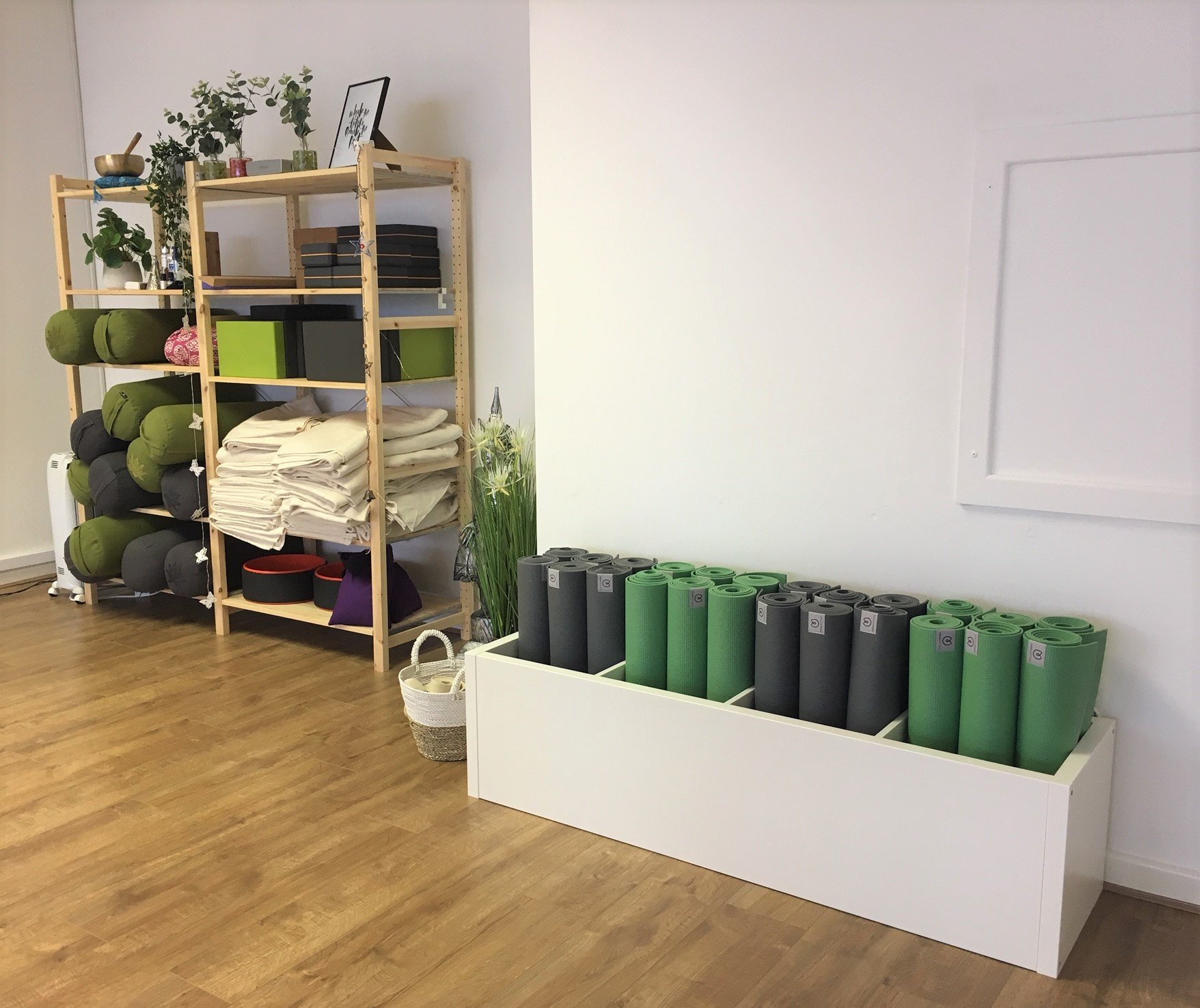 Shelf of work out equipment in modern gym. Yoga, classes, stretching Stock  Photo - Alamy, yoga studio storage