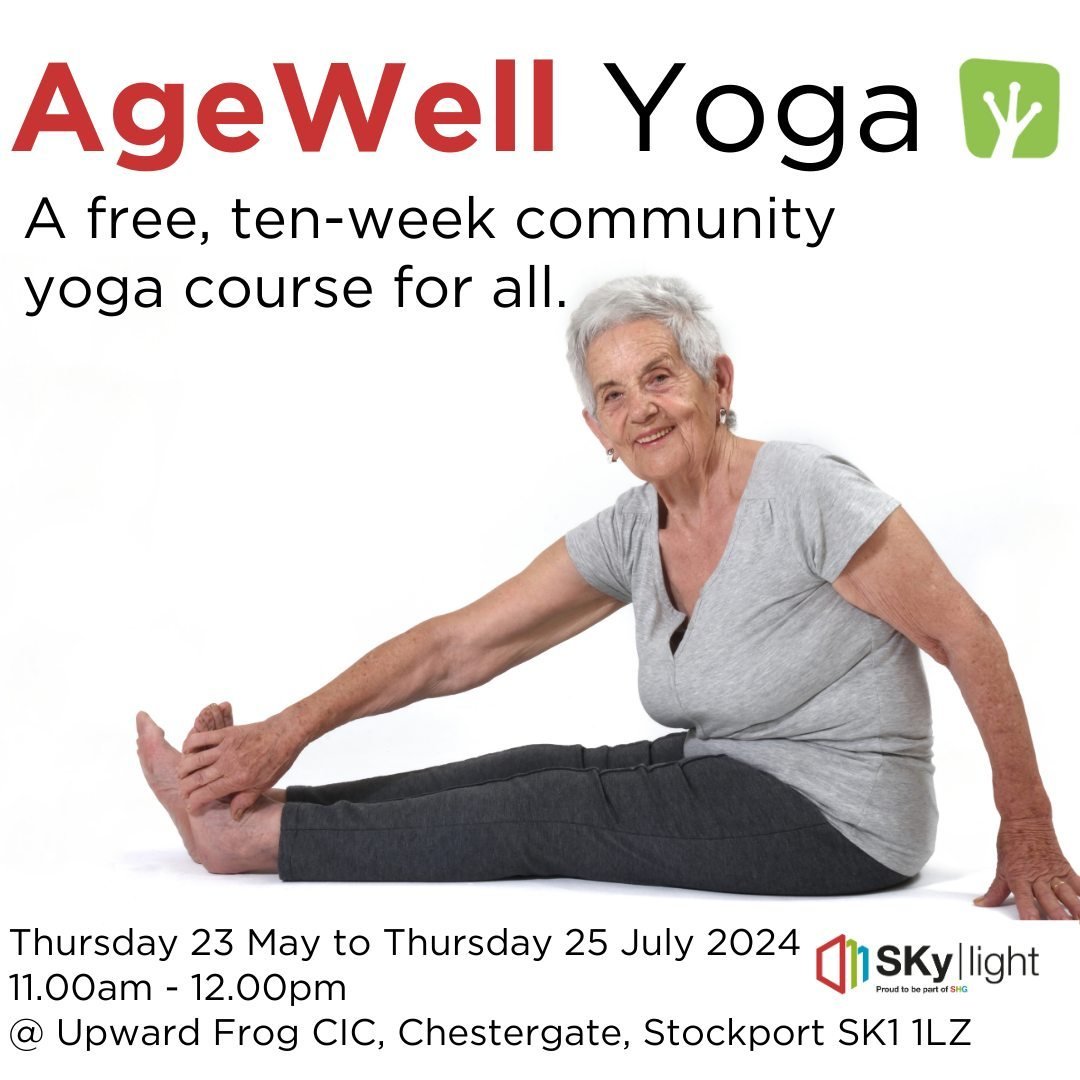 ✨ We are excited to announce our new free course ✨⁠
⁠
AgeWell Yoga ⁠
⁠
Venue: Upward Frog Yoga Studio, Graylaw House, 39 Chestergate, SK1 1LZ⁠
Dates: Thursday 23 May to Thursday 25 July 2024⁠
Time: 11.00 am - 12.00 pm⁠
Teacher:  Helen Bucknall-Ryder⁠