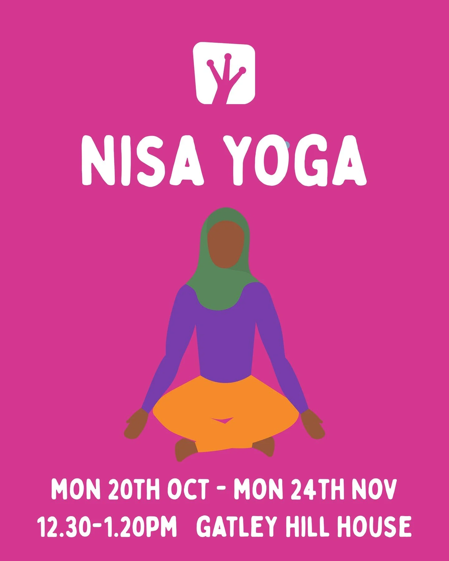 Nisa Yoga (Arabic for Women’s Yoga) is a weekly yoga class for Muslim women in Stockport. 
It’s a slow and accessible class incorporating a mixture of mat and chair-based movements. The women who attend use the session to connect, catc