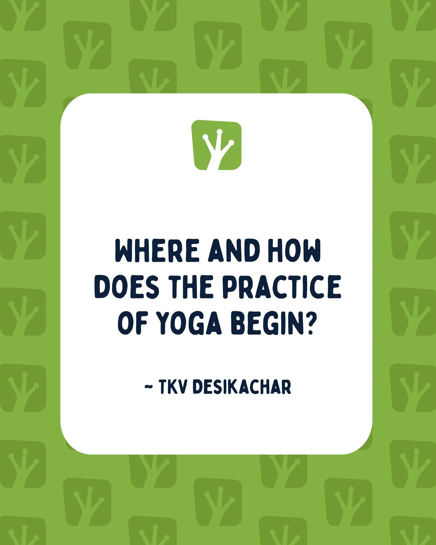 This quote, posed as a reflective question by TKV Desikachar in his book The Heart of Yoga, challenges the assumption that yoga starts solely with physical postures (asana). ⁠
⁠
Instead, Desikachar explains that the practice begins wherever it resona