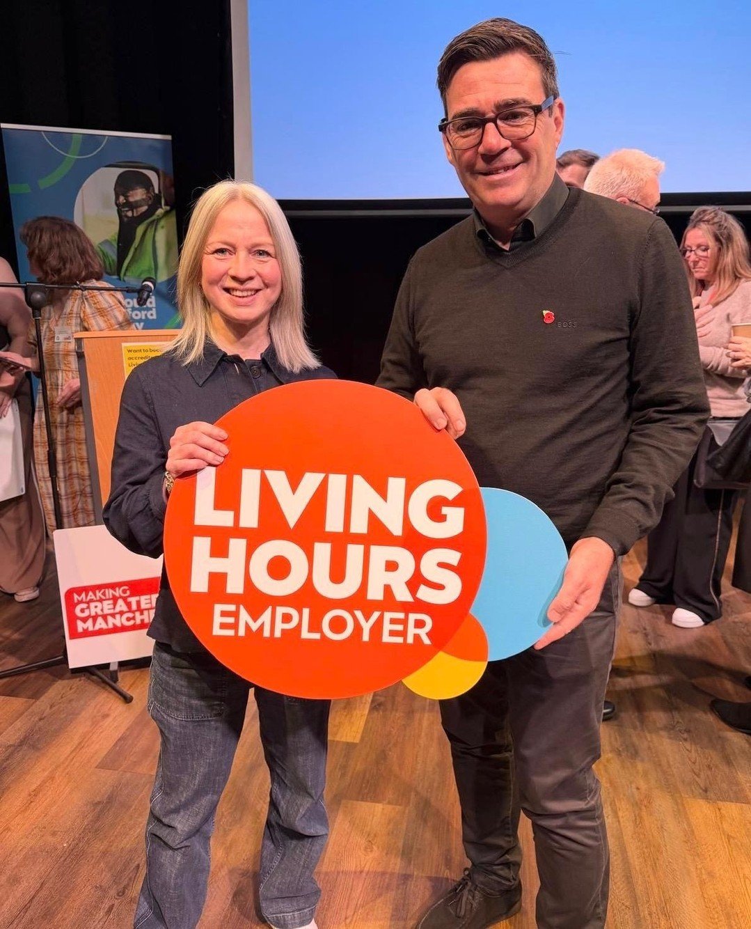 Today I received our Living Hours Employer accreditation from Andy Burnham, Mayor of Greater Manchester.⁠
⁠
Upward Frog CIC is proud to be one of the first 45 businesses in Greater Manchester, the 8th in Stockport borough, and the only UK yoga compan