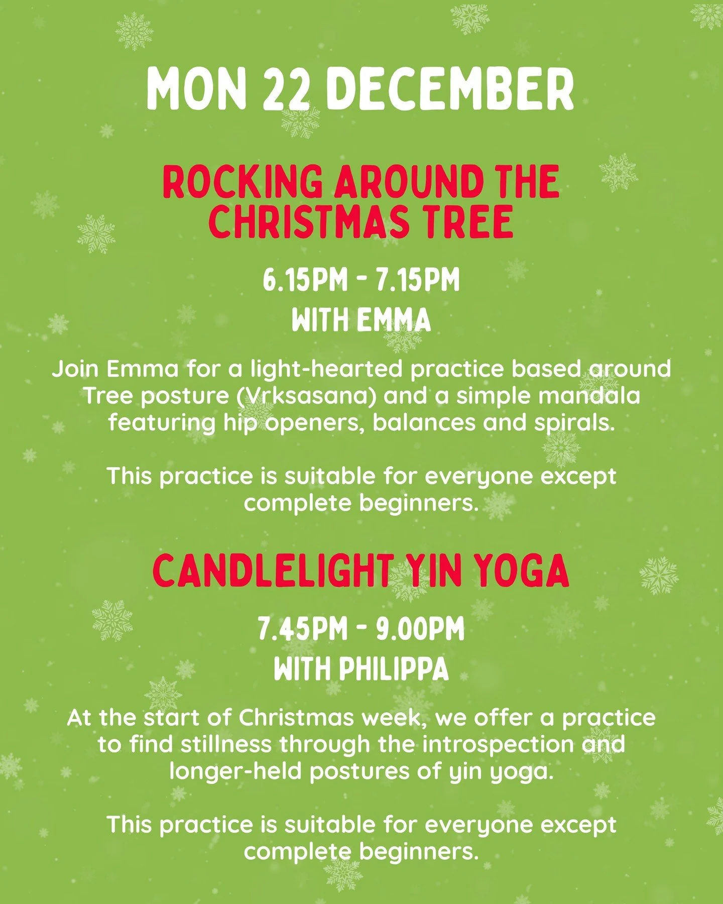 Find your calm this Christmas with our festive yoga timetable ✨⁠
⁠
Book a class: https://upwardfrogyoga.punchpass.com/classes⁠
⁠
#stockportyoga #communityyoga #christmasyoga