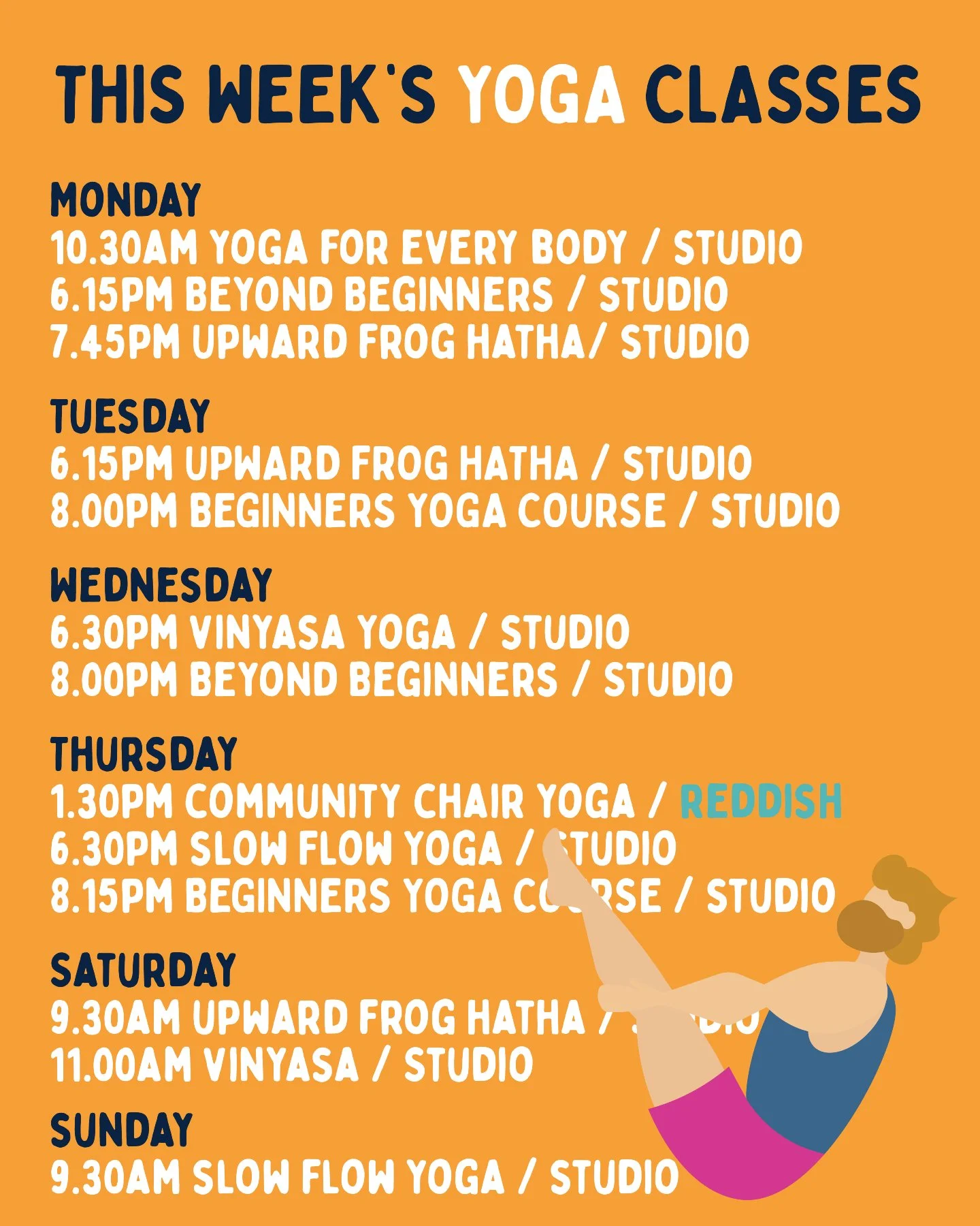 This Week's Yoga Schedule ✨⁠ ⁠

Book online:⁠
www.upwardfrog.yoga/classes⁠

See you on the mat 💚🐸 ⁠

⁠ #yogamanchester #yogastockport #yogastudiomanchester