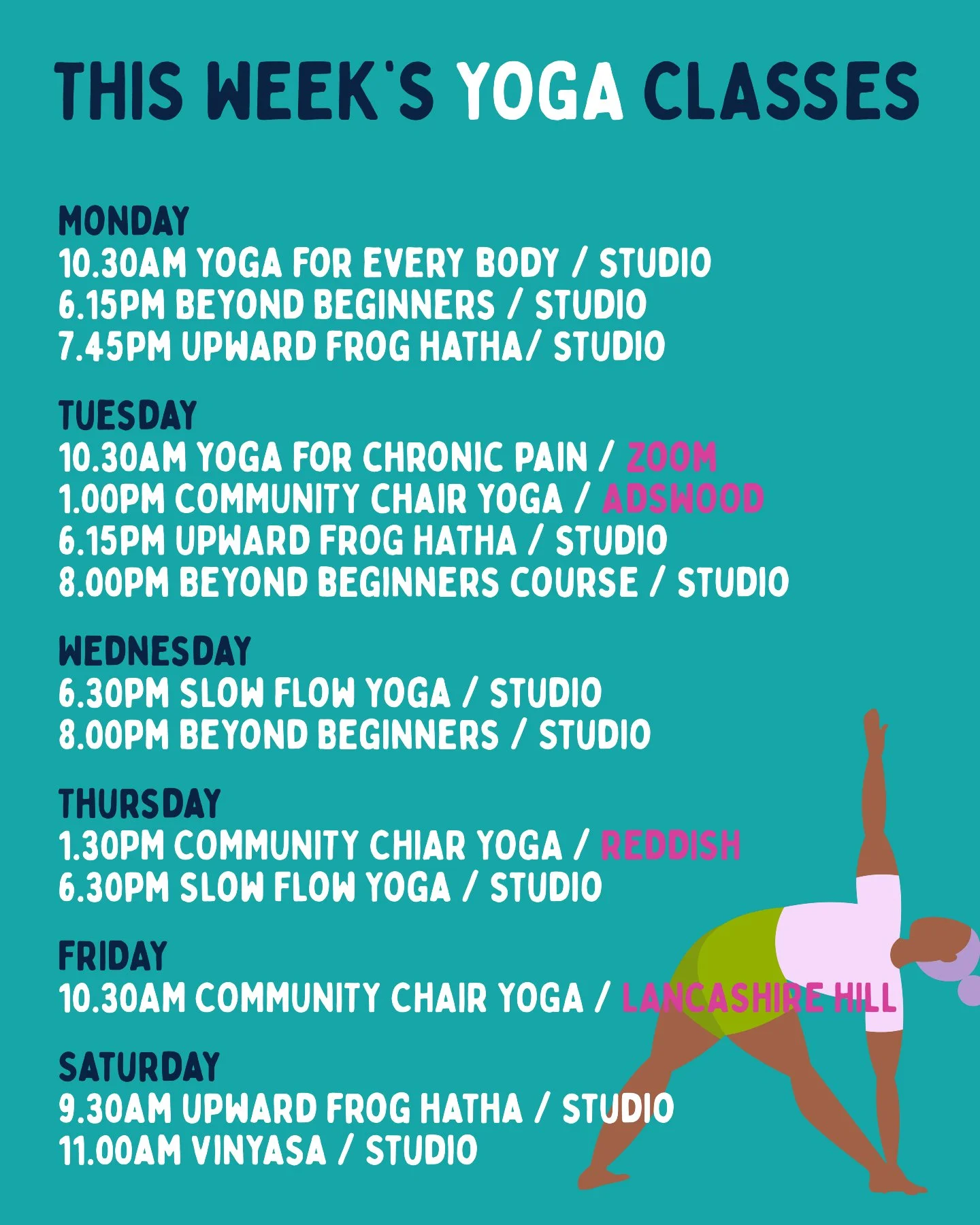 This Week's Yoga Schedule ✨⁠ ⁠

Book online:⁠
www.upwardfrog.yoga/classes⁠

See you on the mat 💚🐸 ⁠

⁠ #yogamanchester #yogastockport #yogastudiomanchester