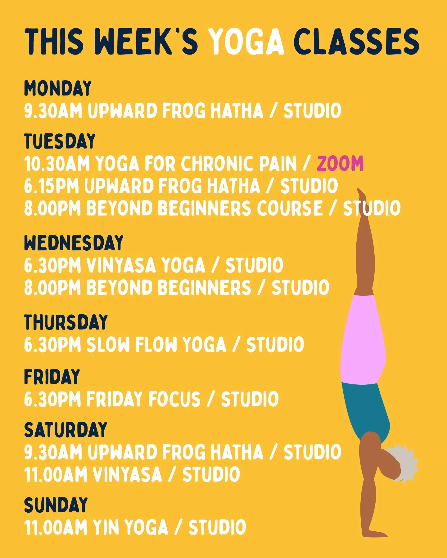This Week's Yoga Schedule 🌸

Book online:⁠
www.upwardfrog.yoga/classes⁠

See you on the mat 💚🐸 ⁠

⁠ #yogamanchester #yogastockport #yogastudiomanchester