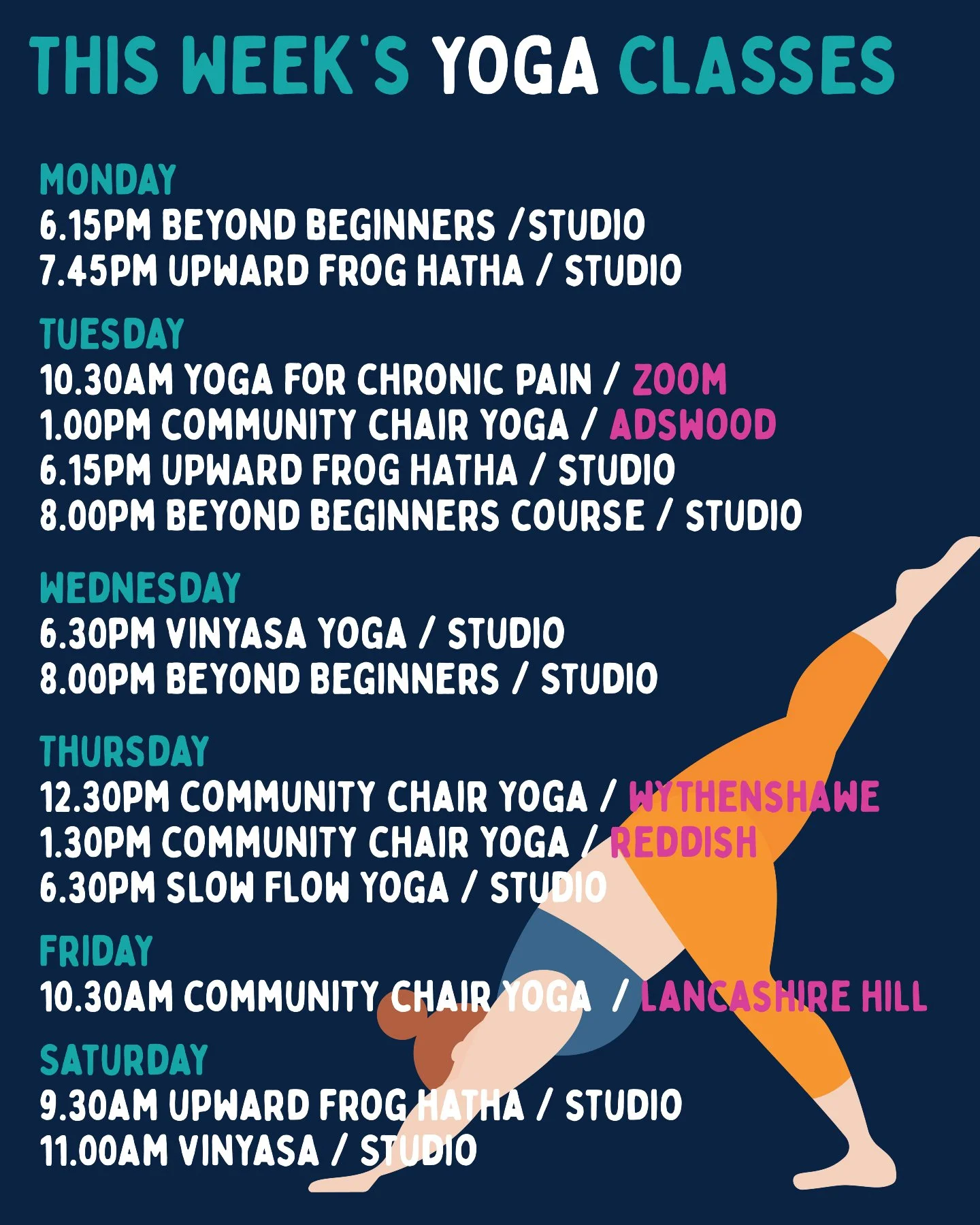 This Week's Yoga Schedule 🌸

Book online:⁠
www.upwardfrog.yoga/classes⁠

See you on the mat 💚🐸 ⁠

⁠ #yogamanchester #yogastockport #yogastudiomanchester