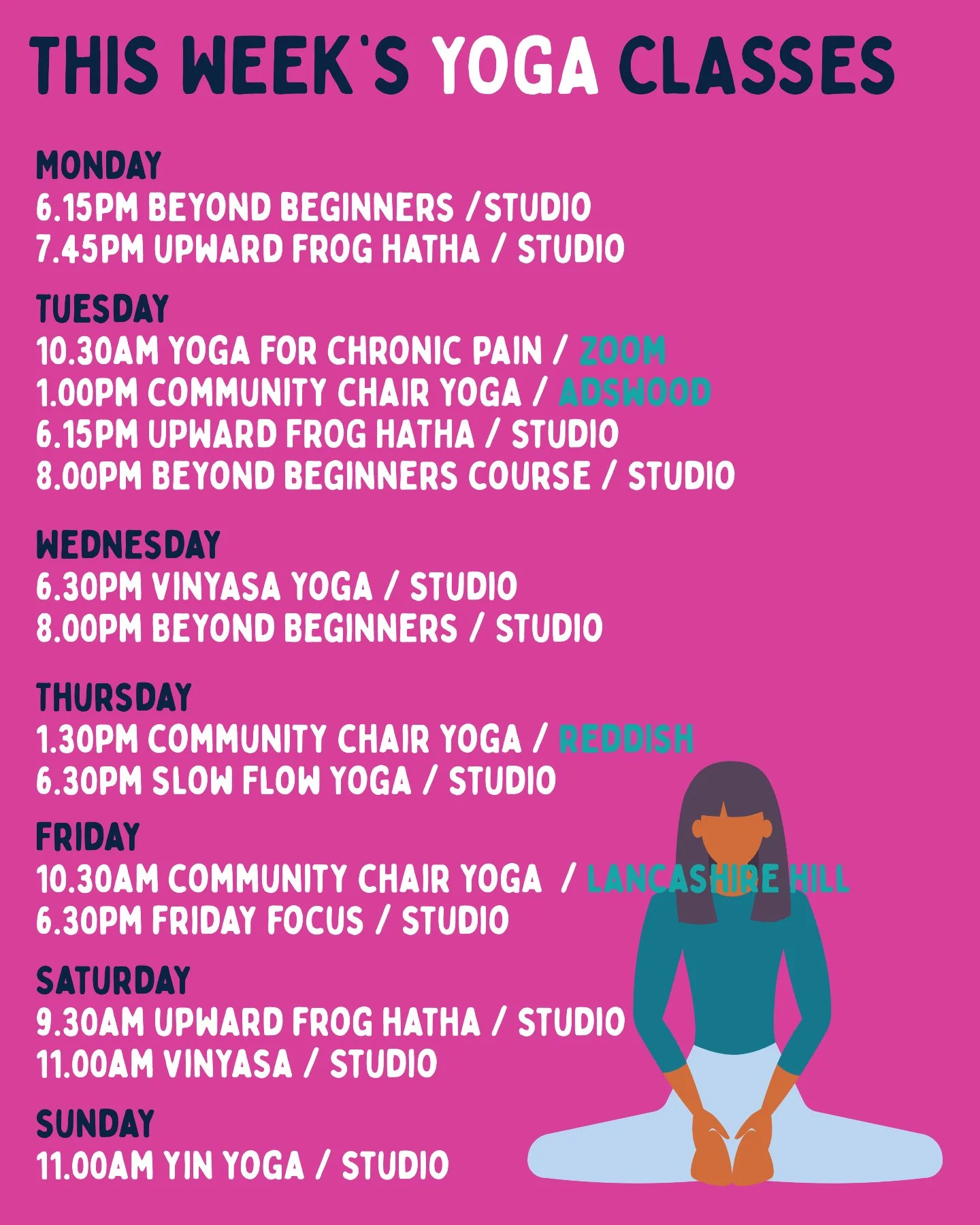 This Week's Yoga Schedule 🌸

Book online:⁠
www.upwardfrog.yoga/classes⁠

See you on the mat 💚🐸 ⁠

⁠ #yogamanchester #yogastockport #yogastudiomanchester