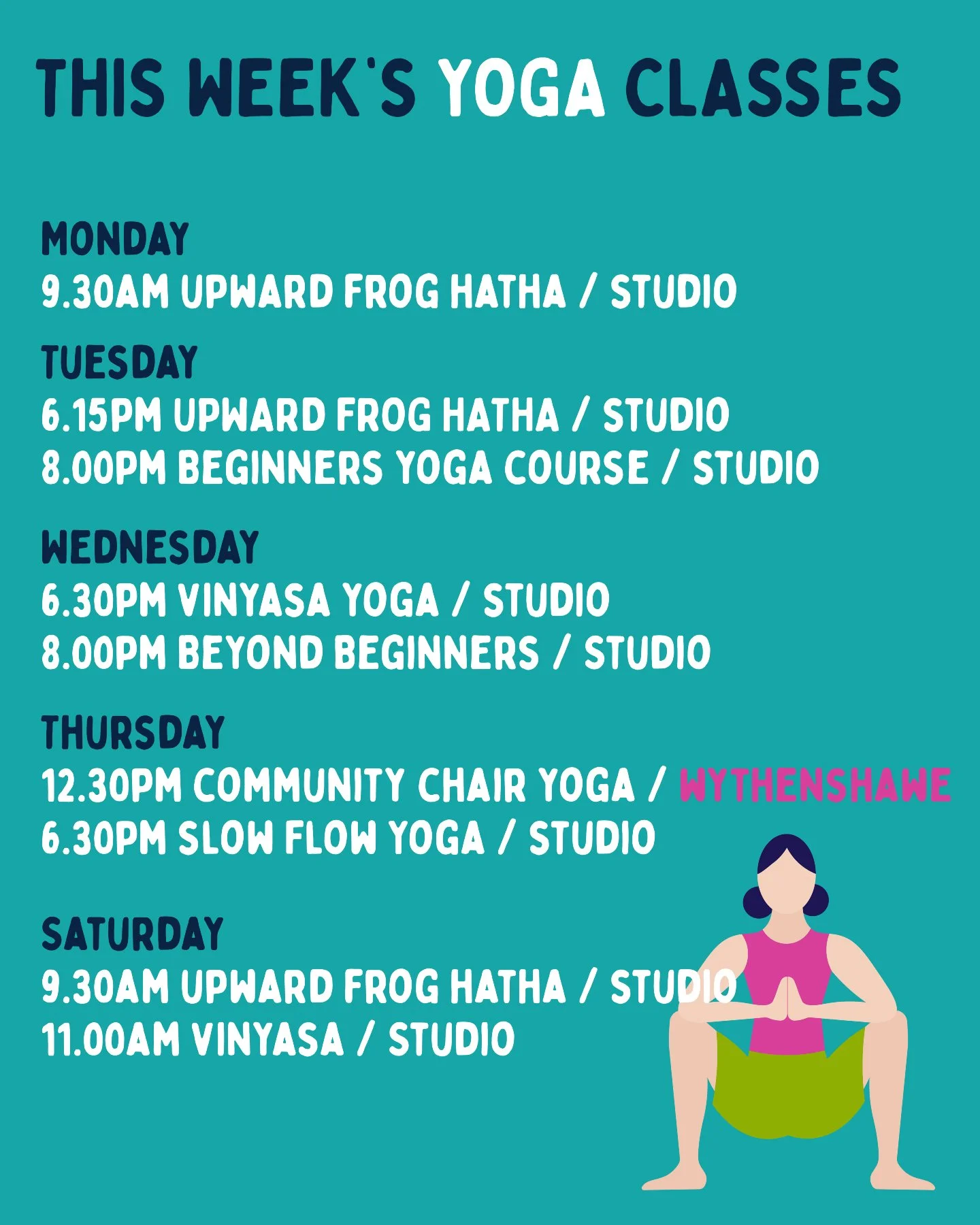 This Week's Yoga Schedule 🌸

Book online:⁠
www.upwardfrog.yoga/classes⁠

See you on the mat 💚🐸 ⁠

⁠ #yogamanchester #yogastockport #yogastudiomanchester