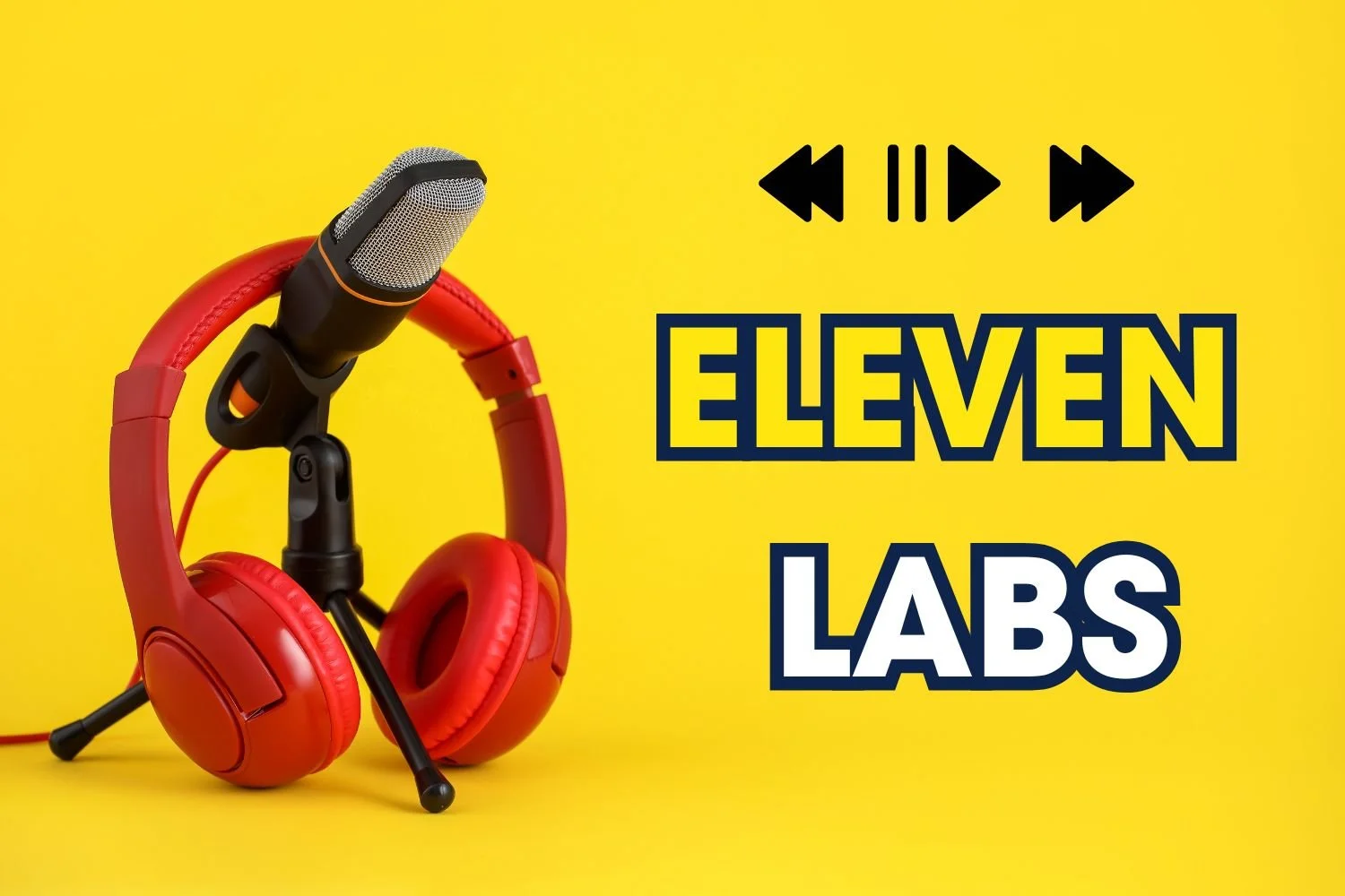 Micrófono y audífonos con  el título elevenlabs.