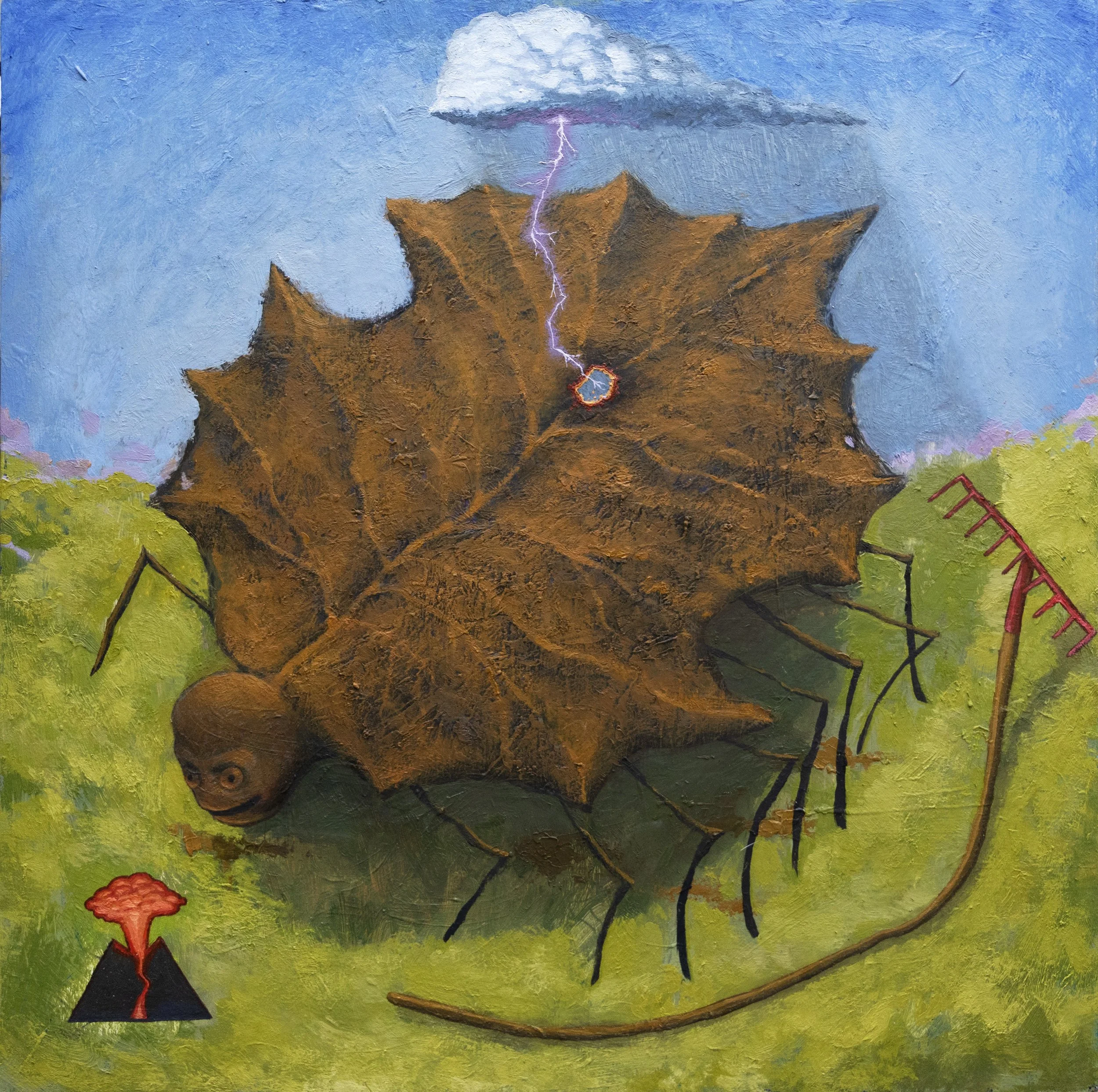 "Lawn Deity", 12"x12", oil on panel, 2023